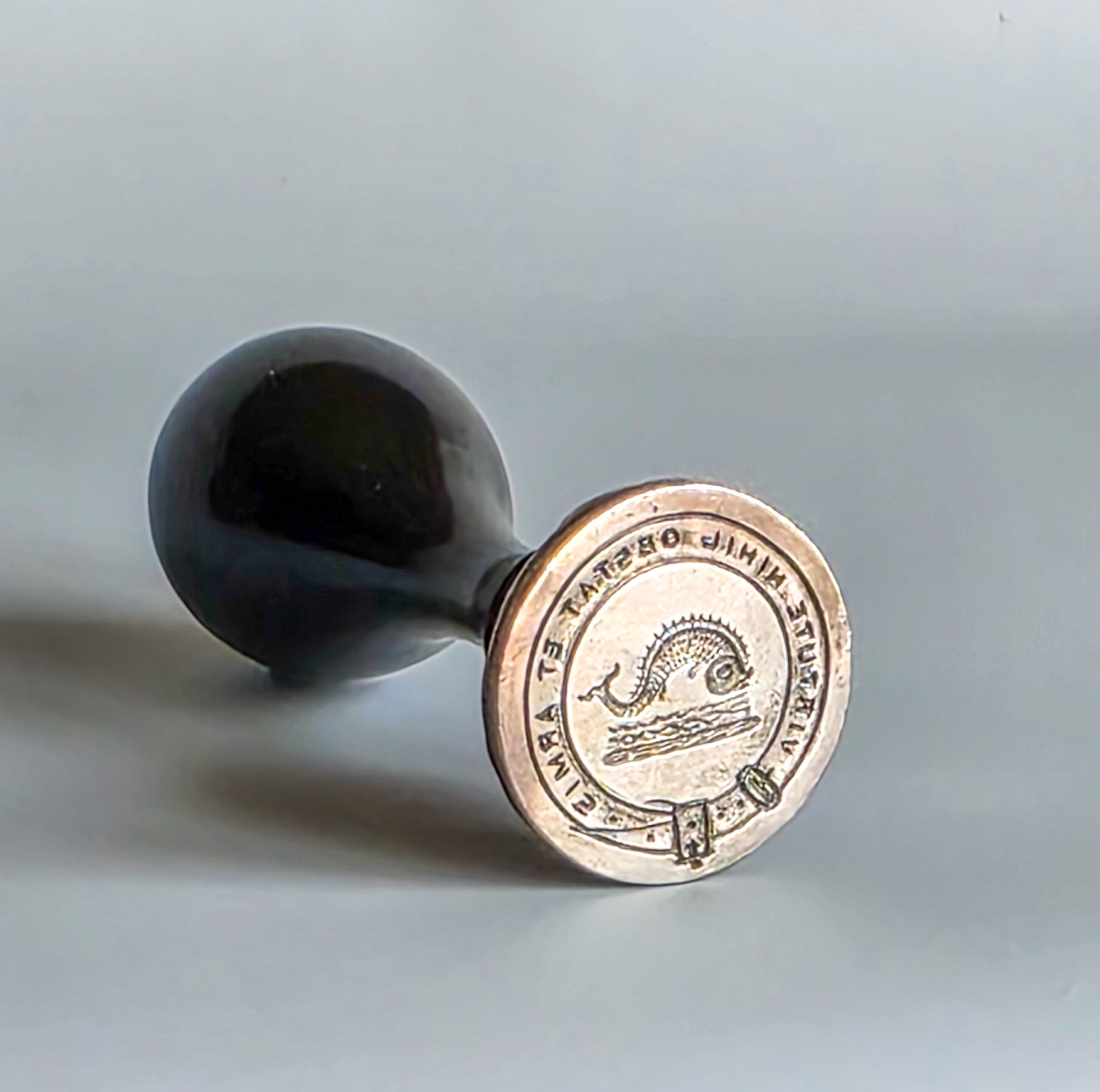 19thC EBONY & SILVER SCOTTISH DESK SEAL - AITOUNE OF INCHDAIRNIE