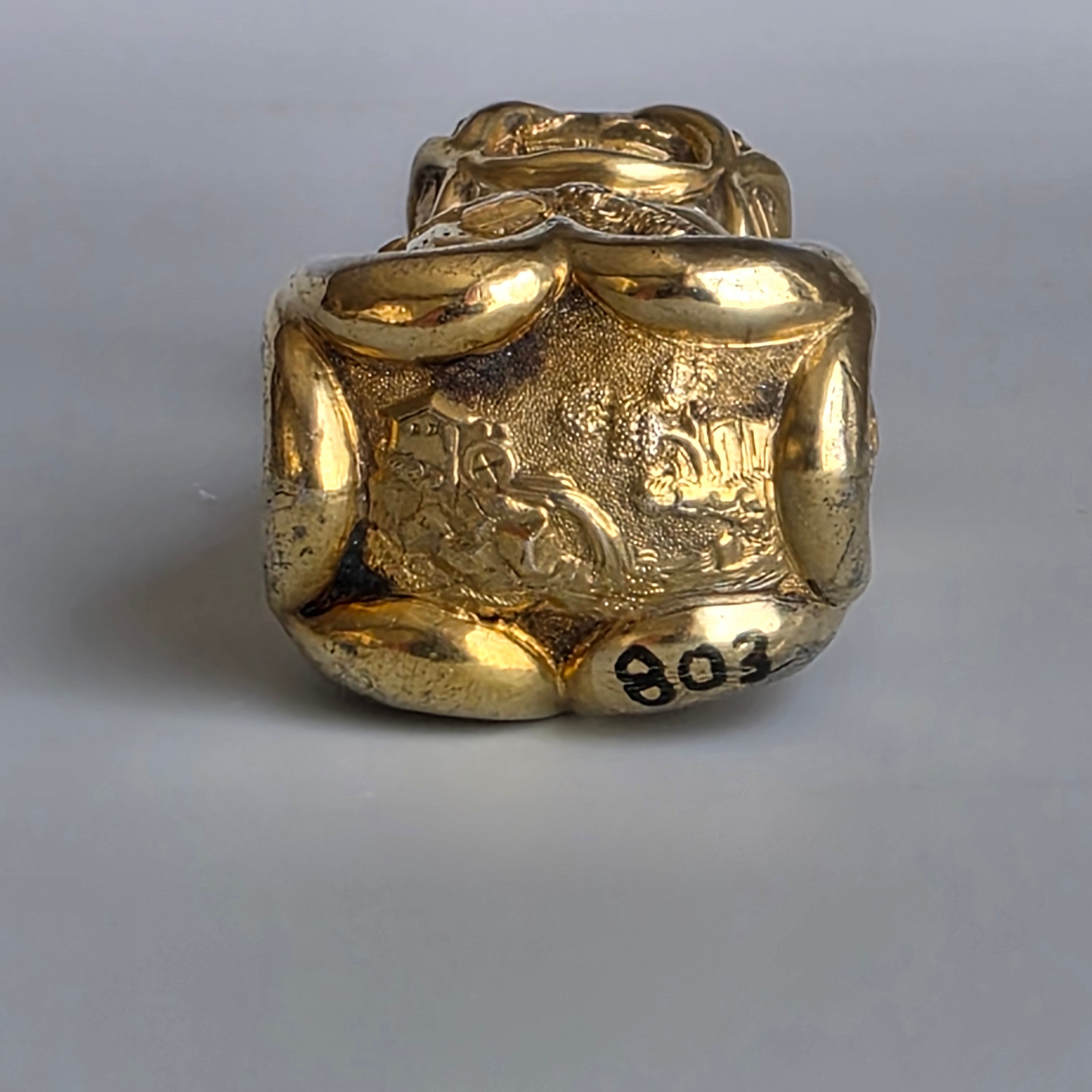 19THC CONTINENTAL SILVER GILT PASTORAL PANELLED DESK SEAL