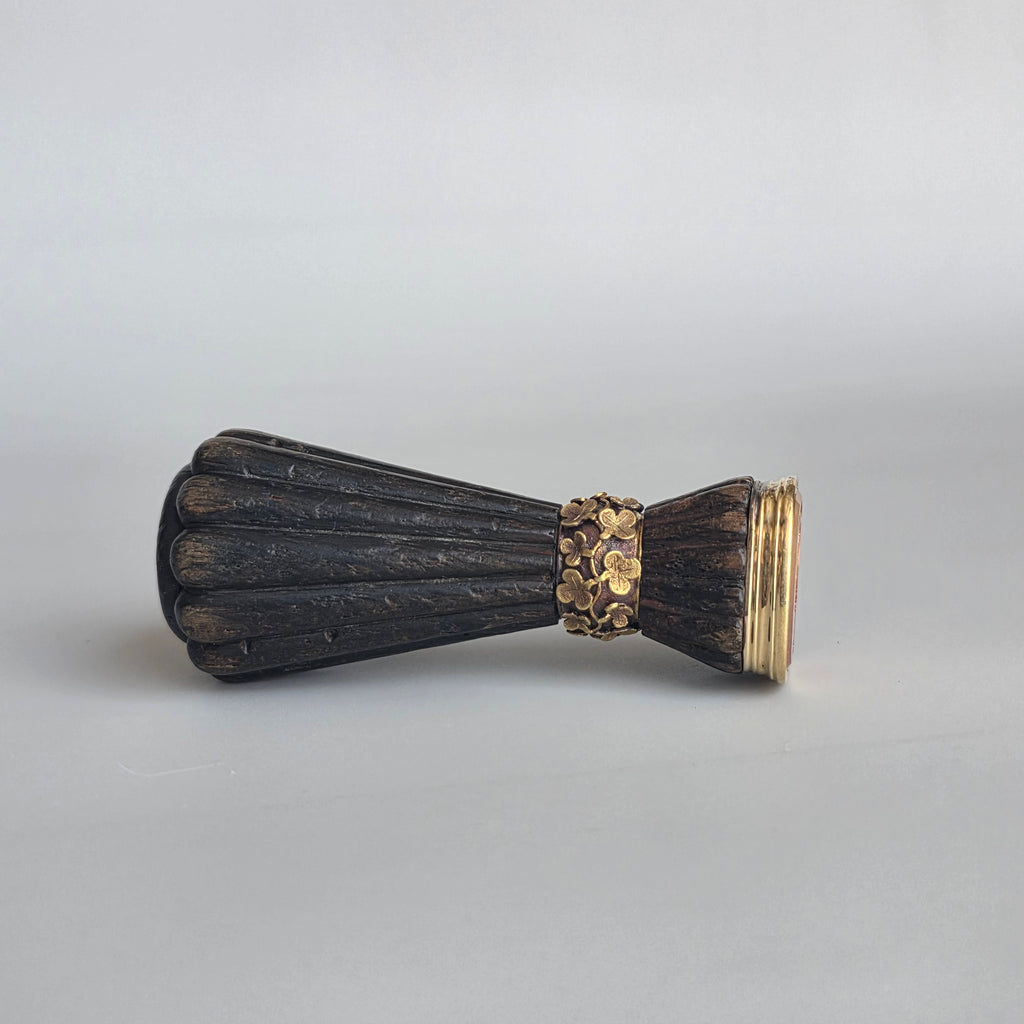 IRISH BOG OAK, GOLD AND AGATE ARMORIAL DESK SEAL