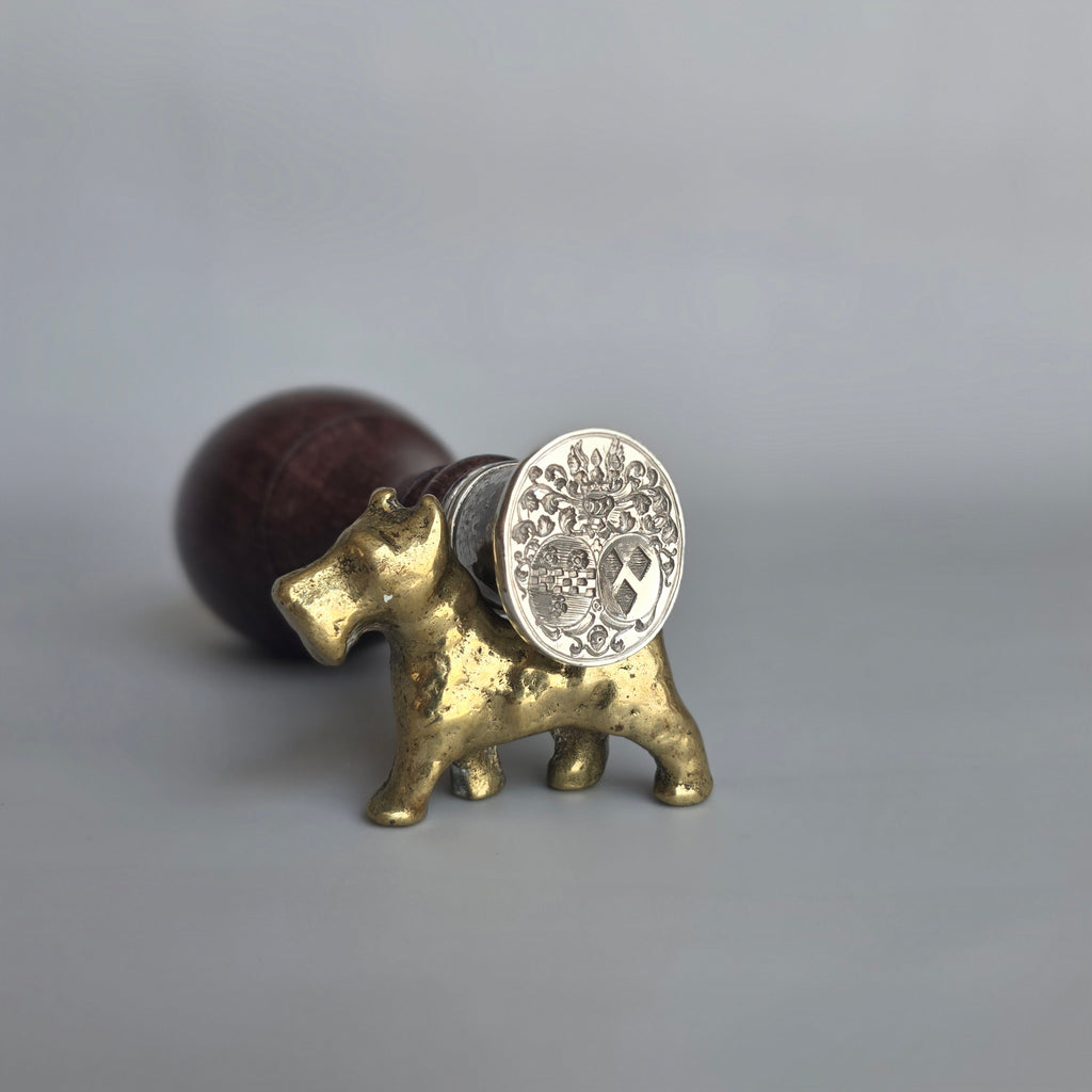 FINE LATE 18THC SCOTTISH ROSEWOOD AND SILVER ARMORIAL DESK SEAL