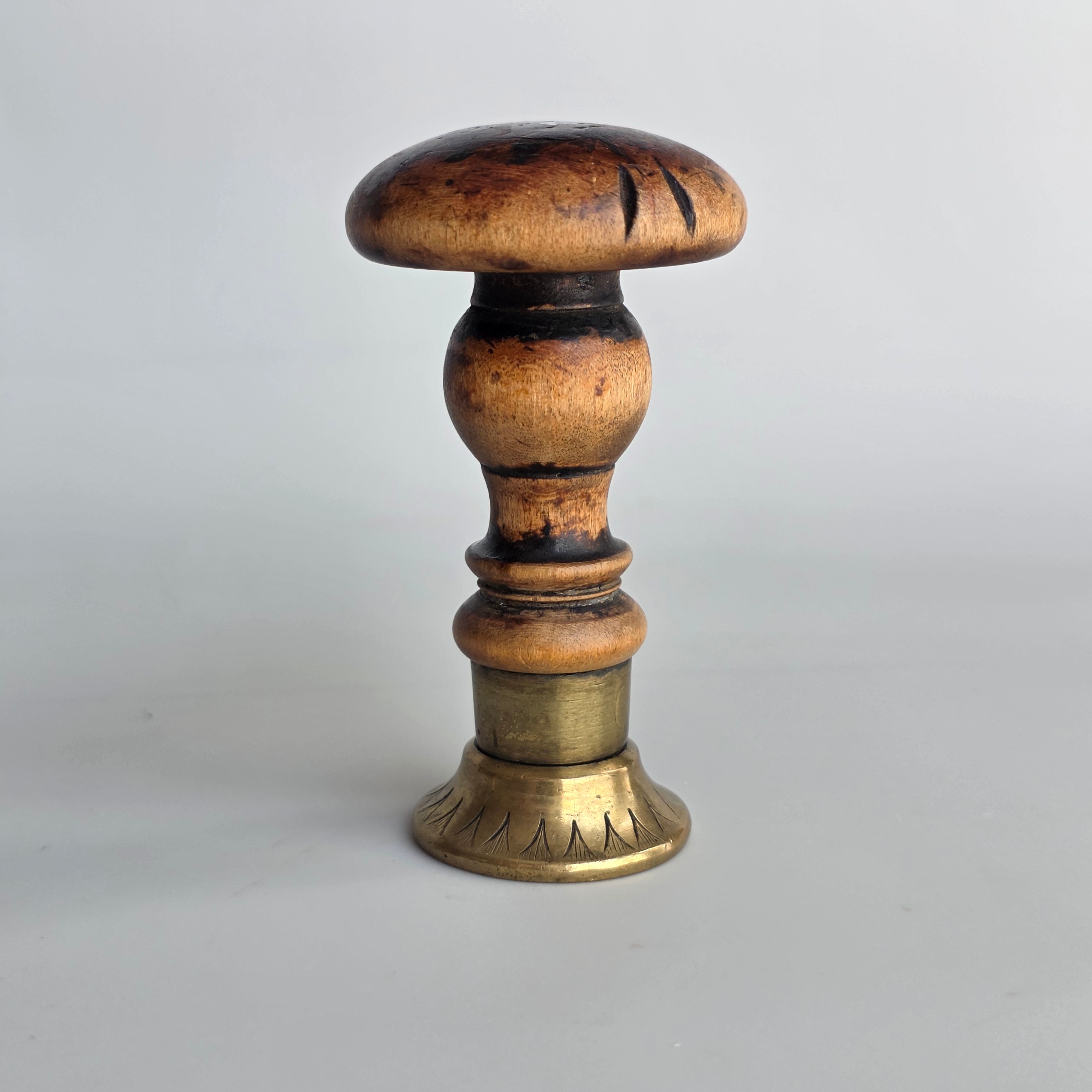 A WOOD AND BRASS SWEDISH HOSPITAL DESK SEAL
