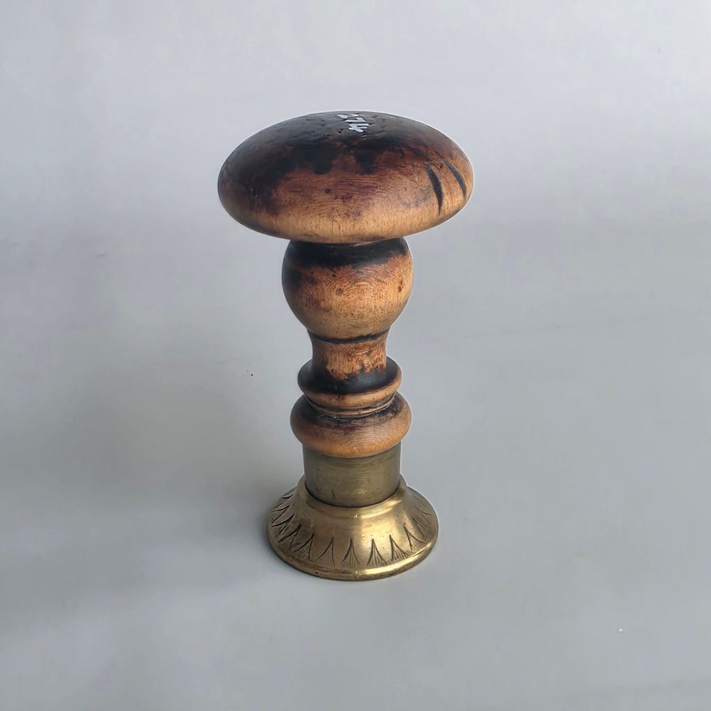 A WOOD AND BRASS SWEDISH HOSPITAL DESK SEAL