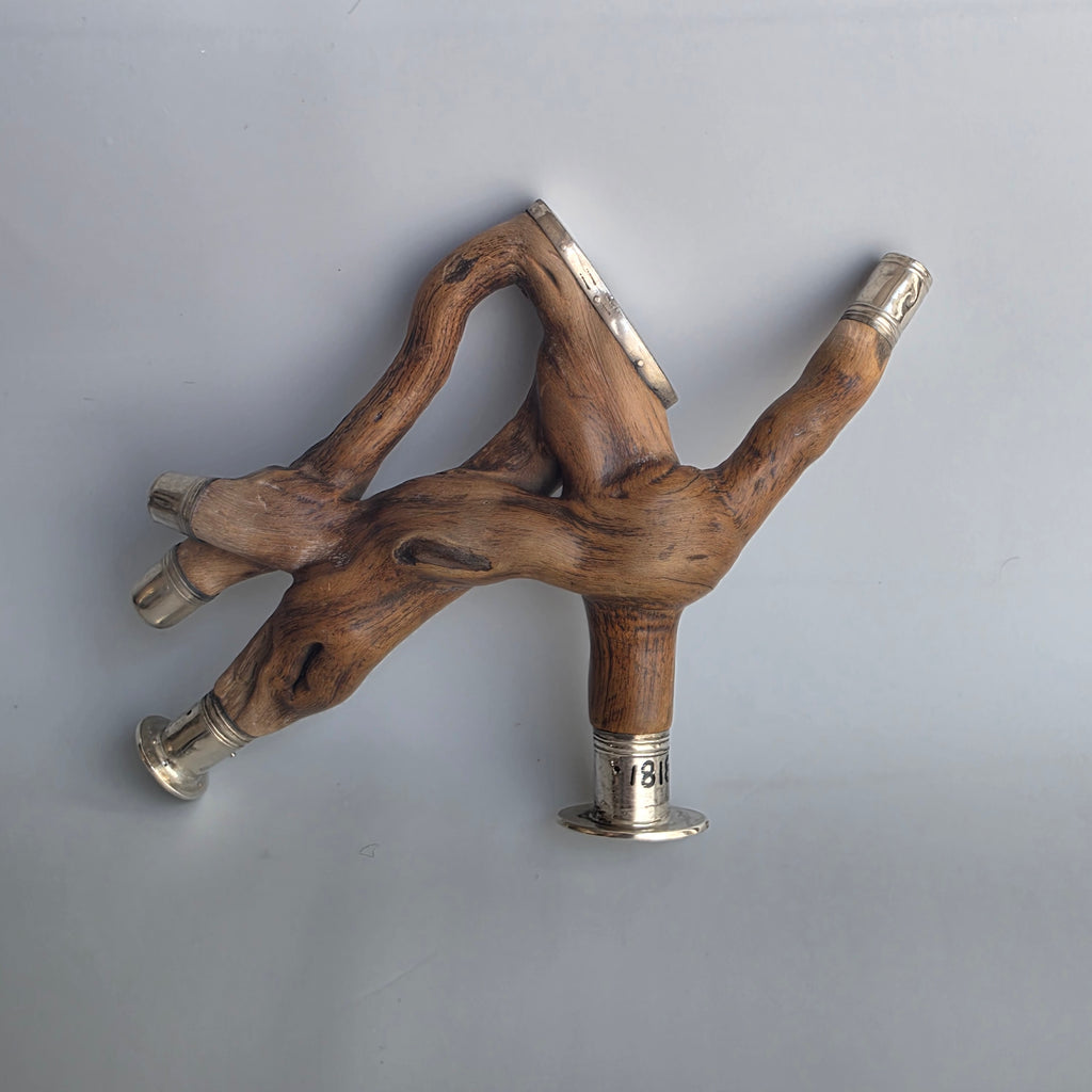 A WHIMSICAL SILVER-MOUNTED ROOTWOOD EXTRAVAGANZA INCORPORATING TWO SEAL MATRICES