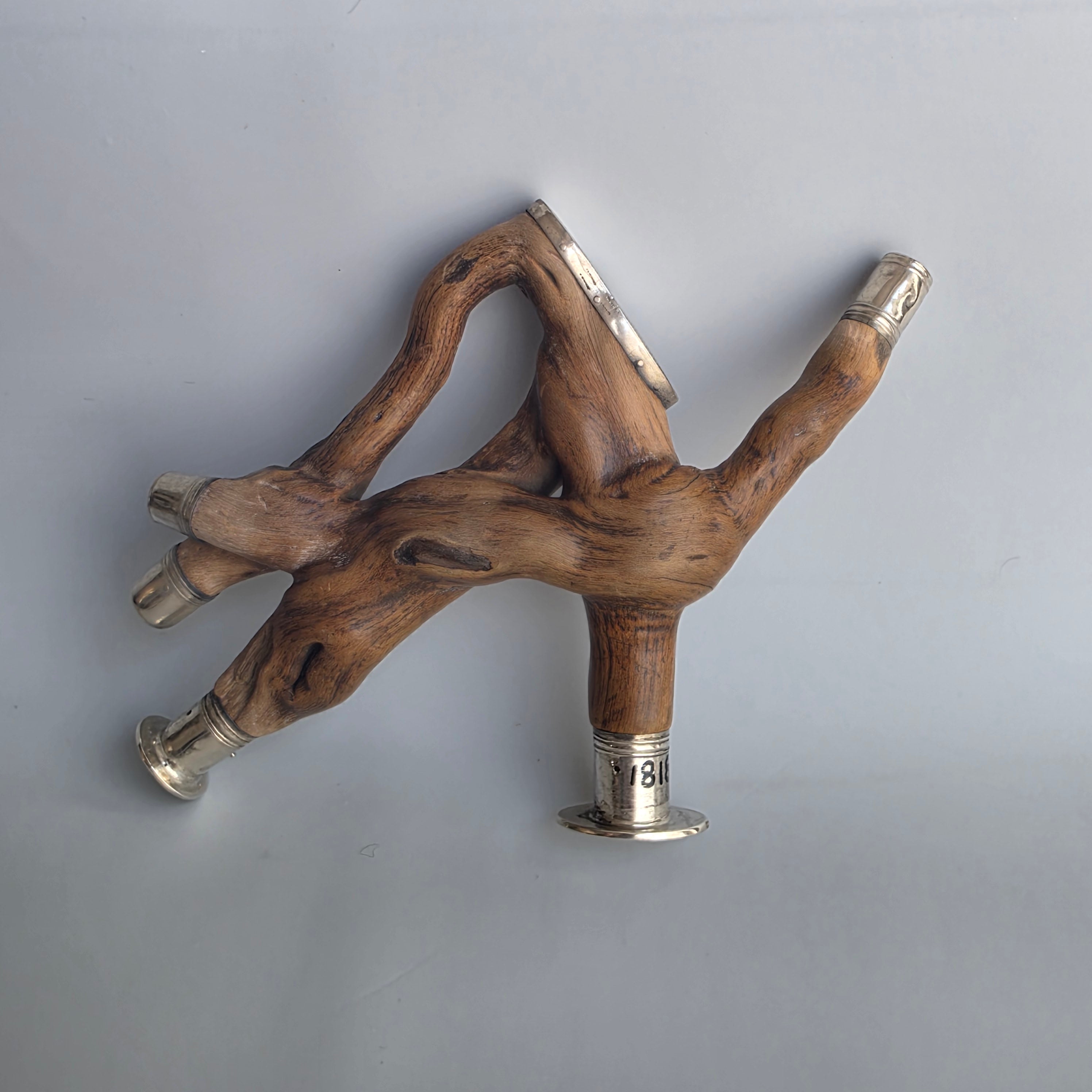 A WHIMSICAL SILVER-MOUNTED ROOTWOOD EXTRAVAGANZA INCORPORATING TWO SEAL MATRICES