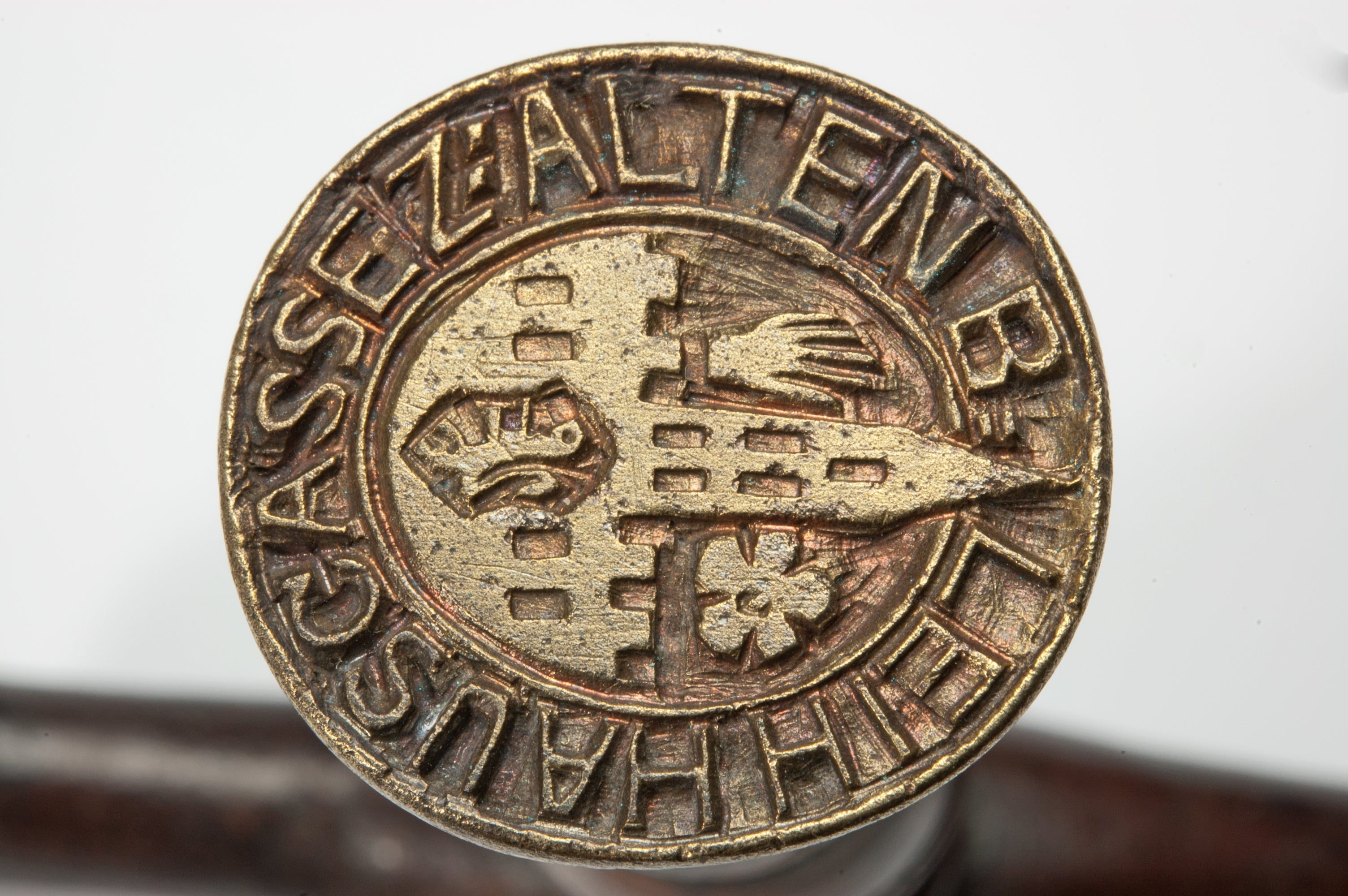 Brass matrix of antique ink wax stamp