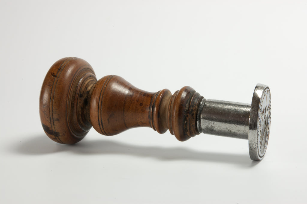 18thC Dutch Flemish Wood Steel Personal Armorial Desk Seal