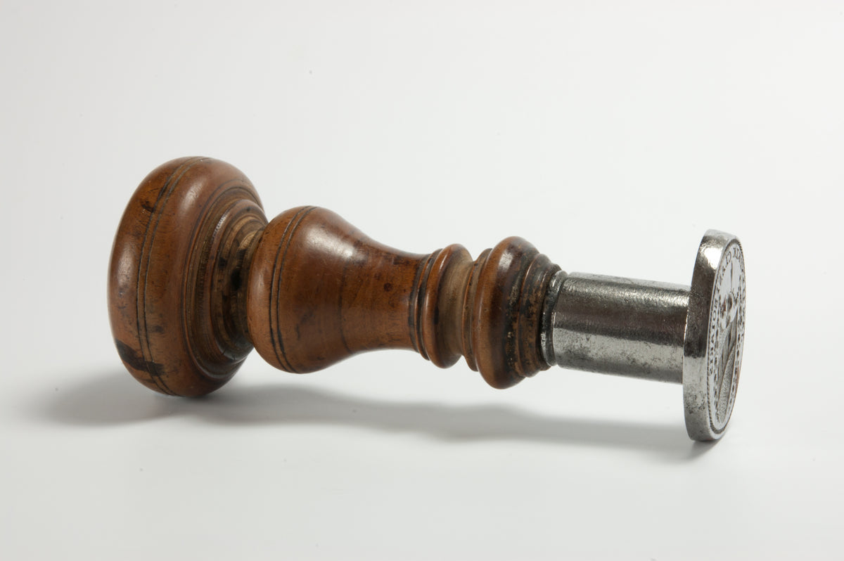 18thC Dutch Flemish Wood Steel Personal Armorial Desk Seal