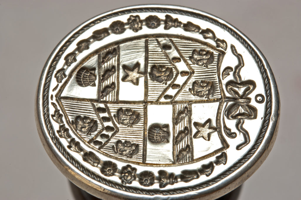 Fine c1810 English Labernum and Silver Armorial Desk Seal - GRIFFITH