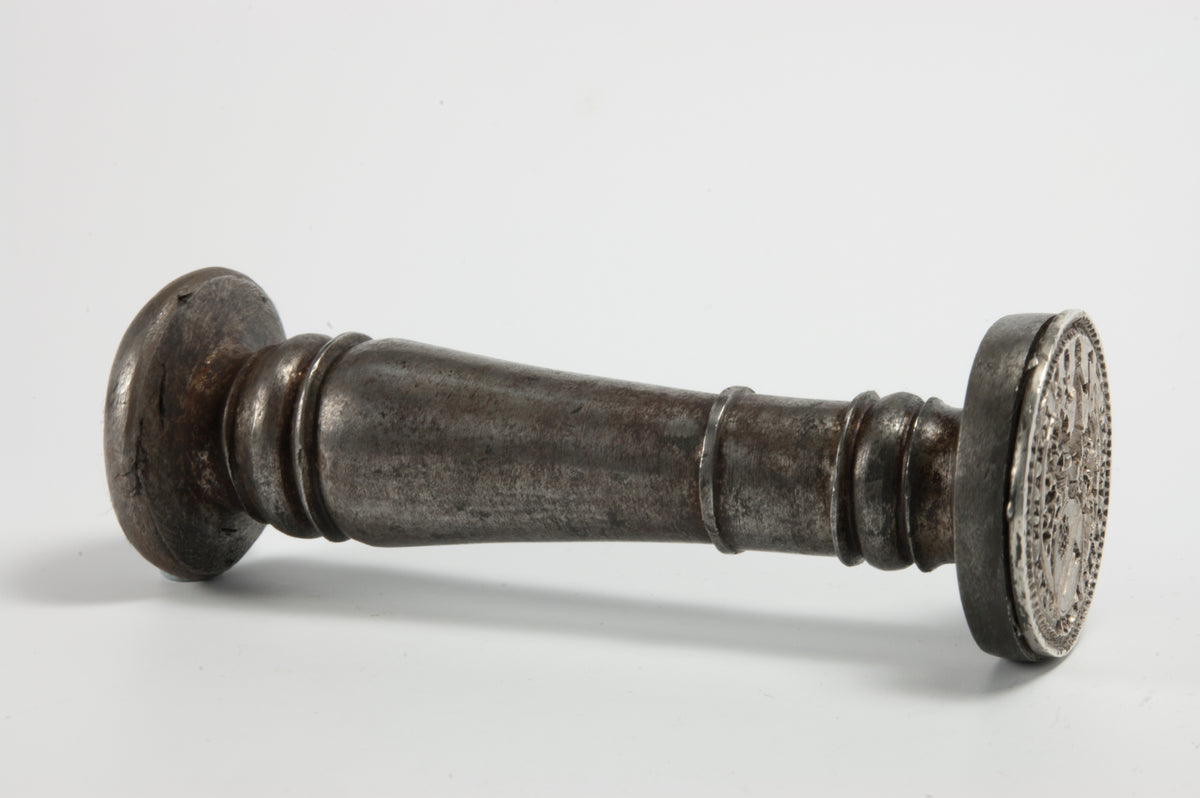 18thC Dutch Steel & Silver Personal Armorial Desk Seal - Johann Matthias Lodel