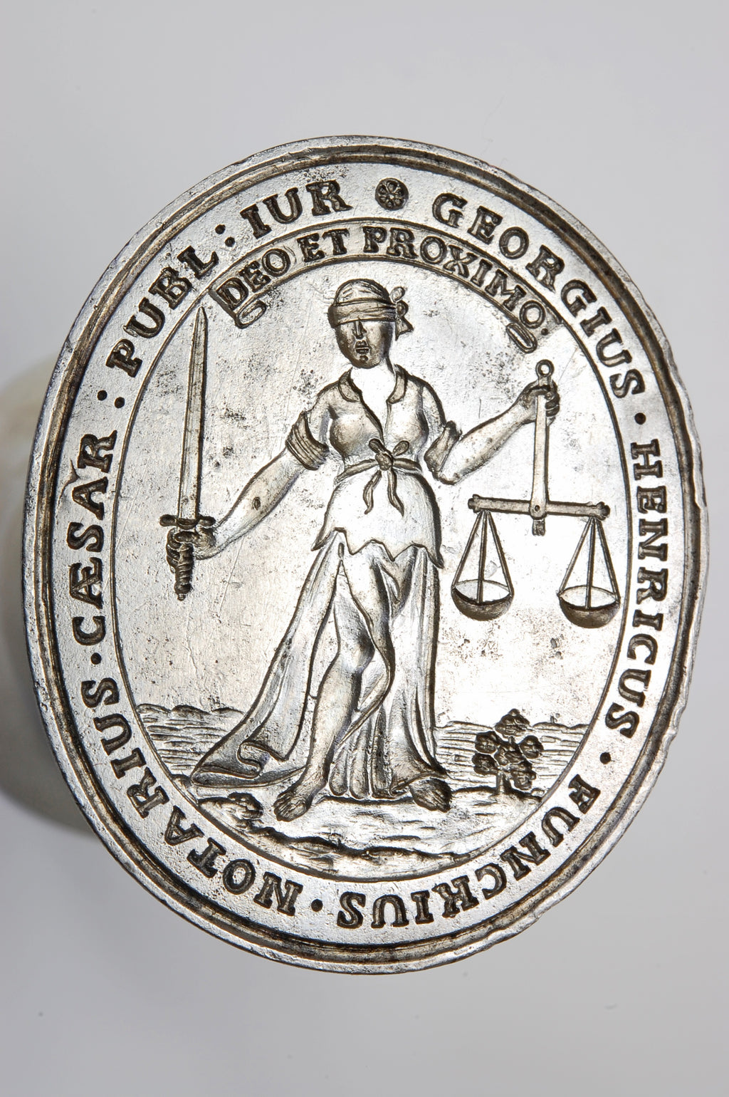Late 18thC Steel Italian Legal Notary Desk Seal - GEORGE HENRY FUNCK