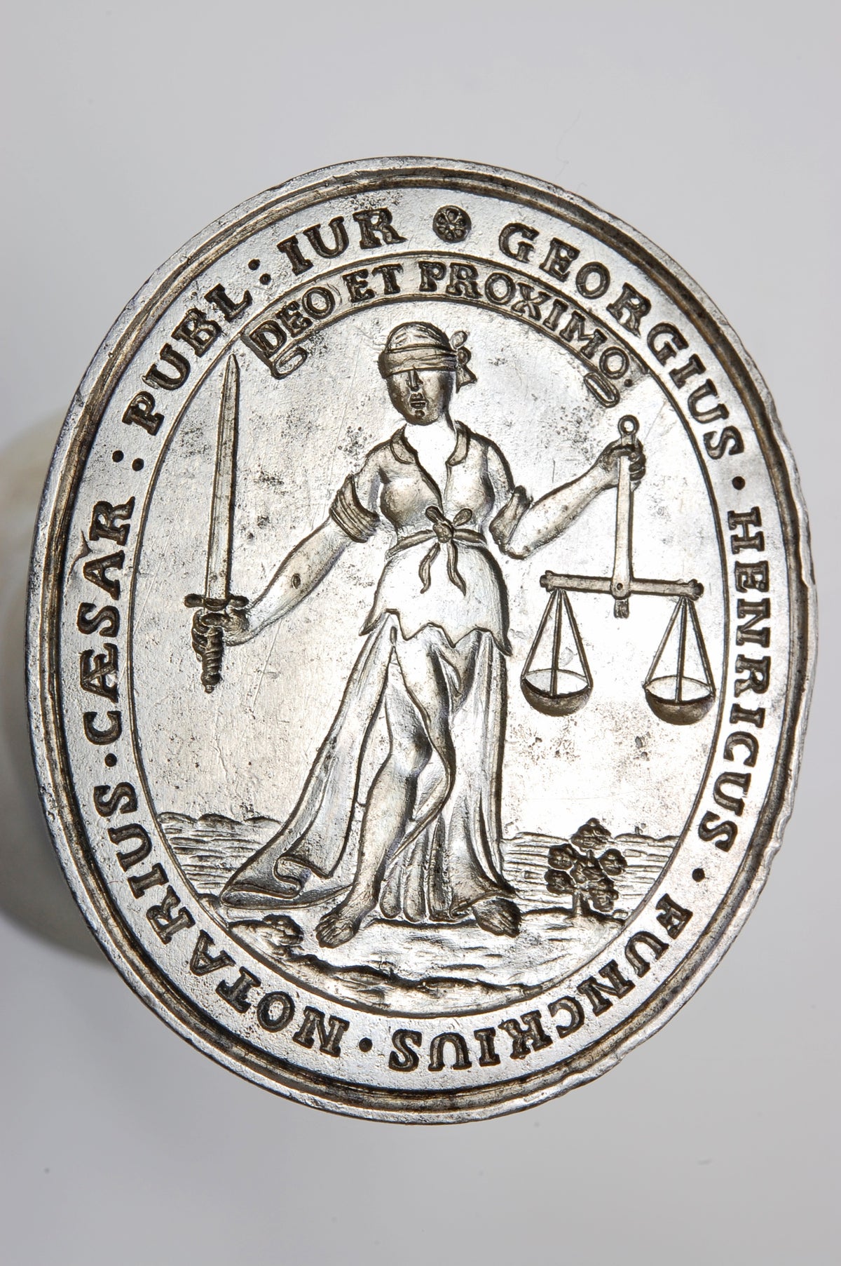 Late 18thC Steel Italian Legal Notary Desk Seal - GEORGE HENRY FUNCK