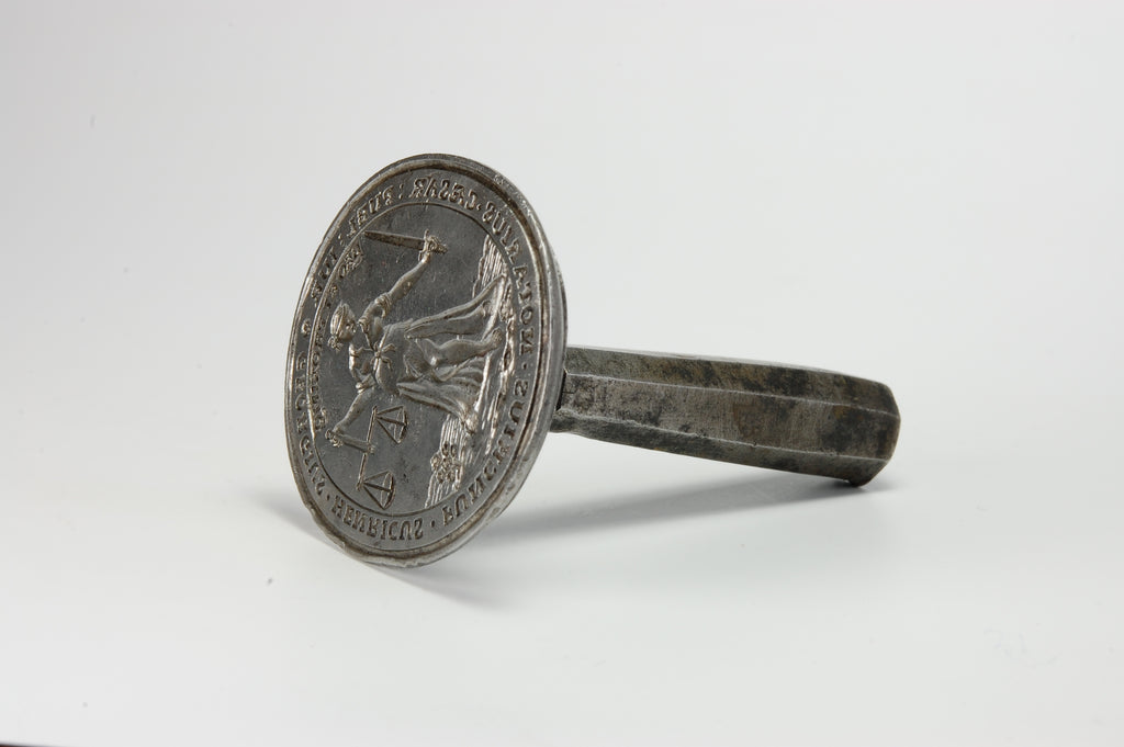 Late 18thC Steel Italian Legal Notary Desk Seal - GEORGE HENRY FUNCK