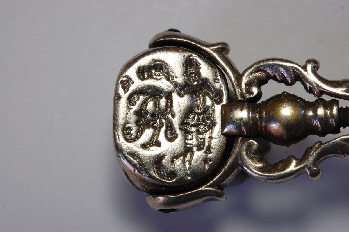 18thC Silver Triple Spinning Armorial Fob Seal