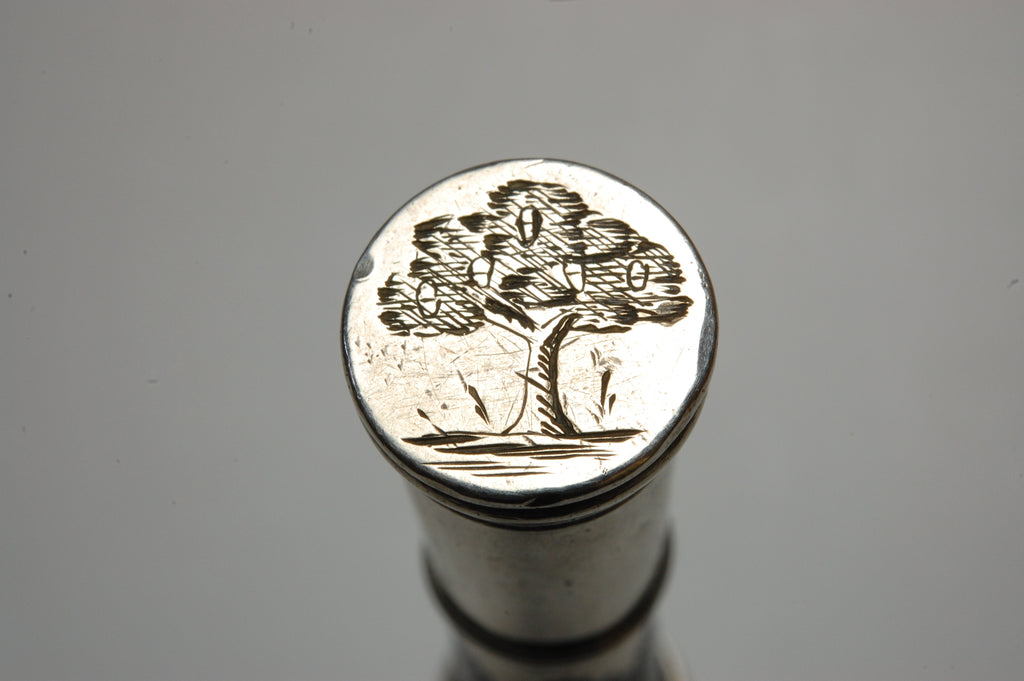 17/18thC Silver & Wood Double Ended Desk Seal - Branch from Oak Tree Charles II Escape