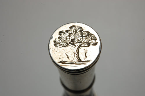 17/18thC Silver & Wood Double Ended Desk Seal - Branch from Oak Tree Charles II Escape