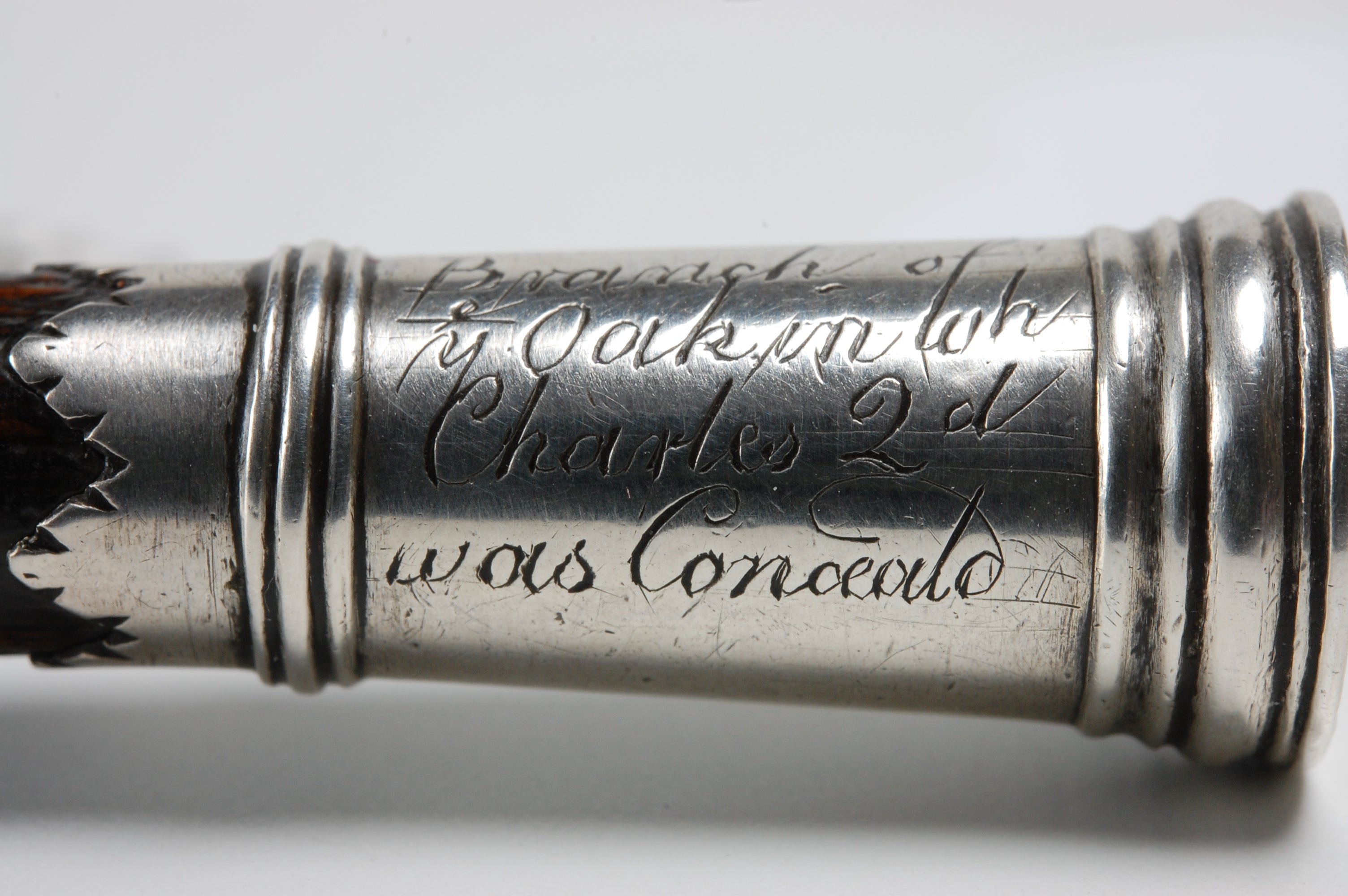 17/18thC Silver & Wood Double Ended Desk Seal - Branch from Oak Tree Charles II Escape