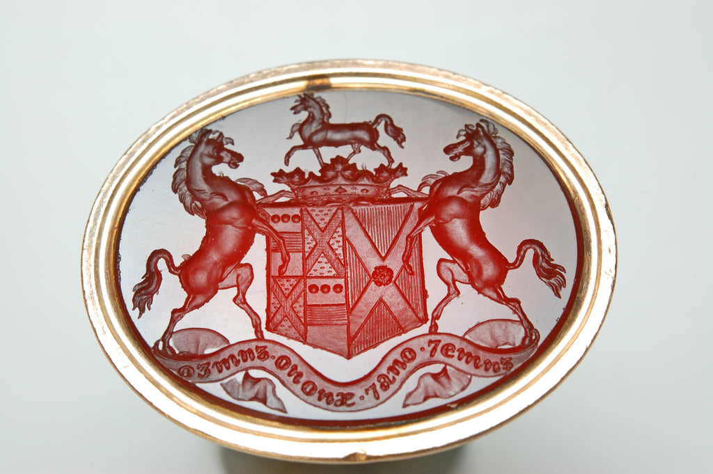 c1806 English Gilt-Cased Hardstone Fob Seal - Edward DERING