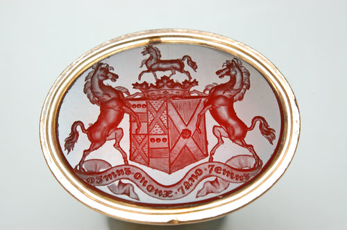 c1806 English Gilt-Cased Hardstone Fob Seal - Edward DERING