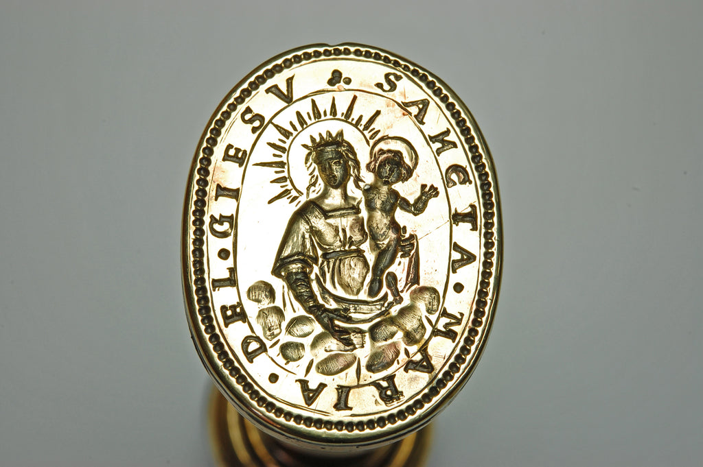 18THC BRASS ALLOY SICILLIAN CHURCH DESK SEAL