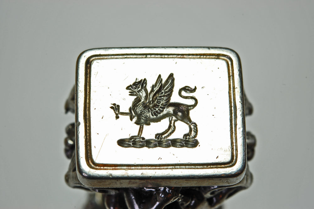 French 19thC Silver Crest Desk Seal