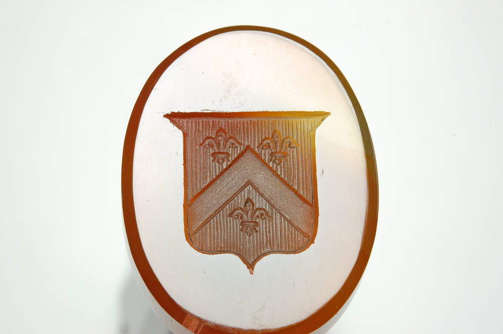 19thC English Fine Brown Agate Armorial Desk Seal