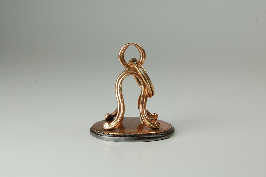 19thC Gilt & Steel Continental Armorial Fob Seal