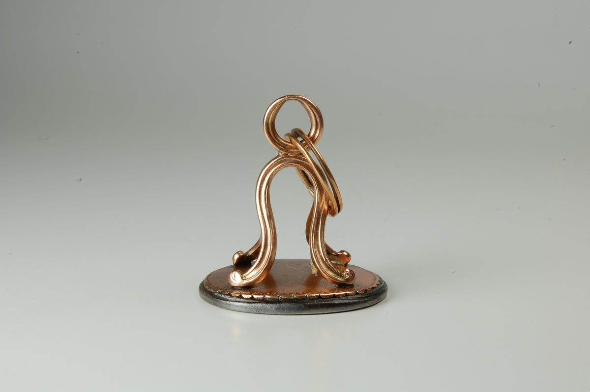19thC Gilt & Steel Continental Armorial Fob Seal