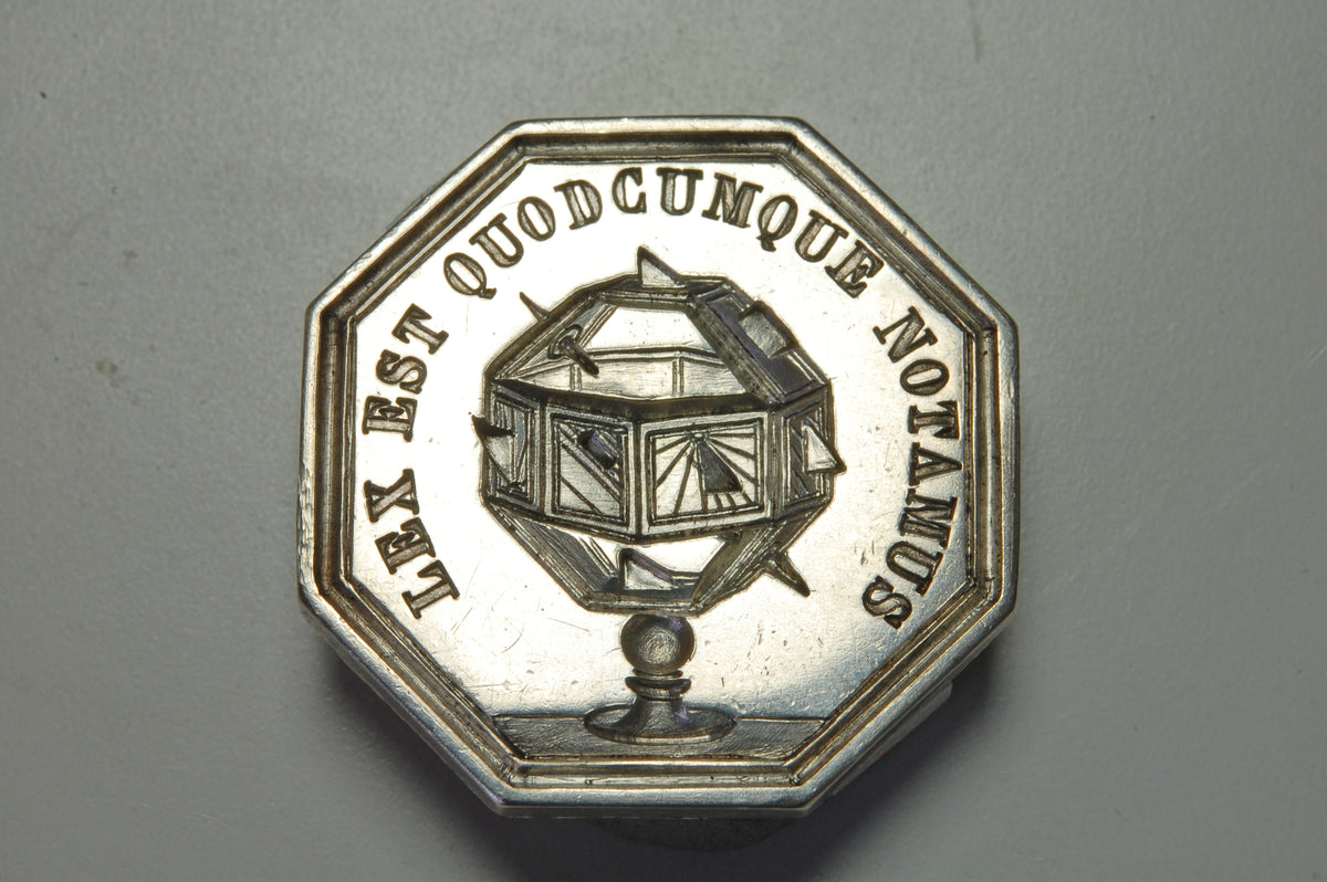 Early 19thC Silver Parisian Chambre of Notaries Motto Desk Seal