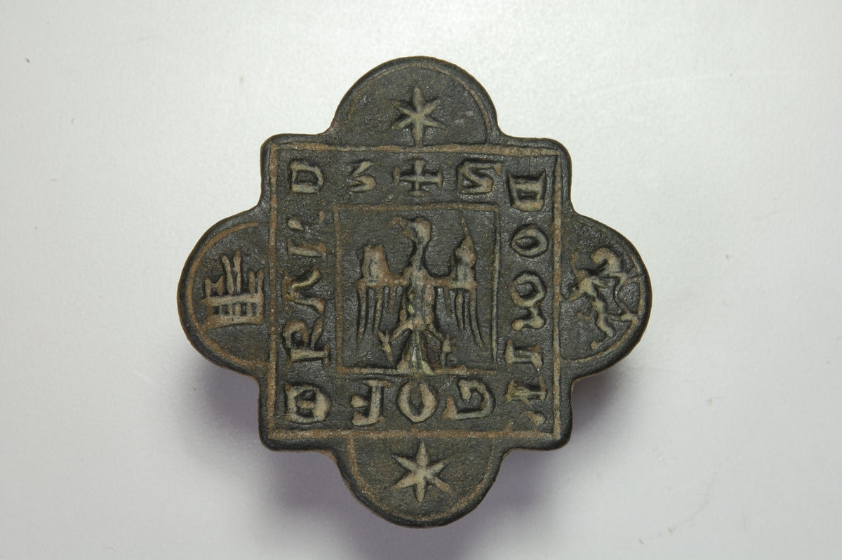 Fine Bronze 14thC Square Panel Seal - S'DOMIV GOFBRANOM