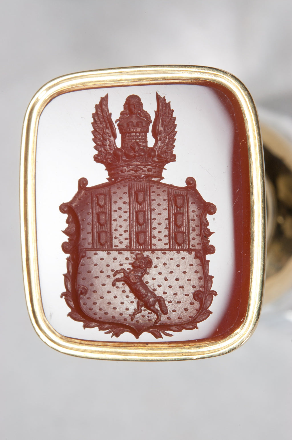 Detail of armorial matrix on wax seal