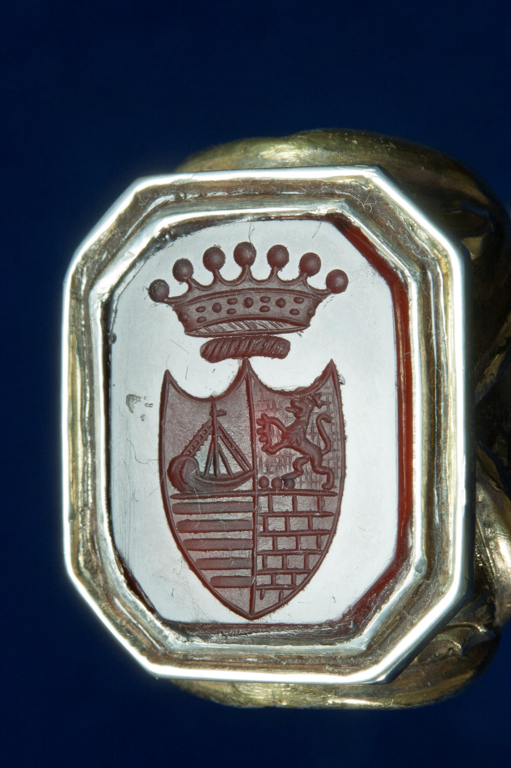 19THC CONTINENTAL SILVER GILT PASTORAL PANELLED DESK SEAL