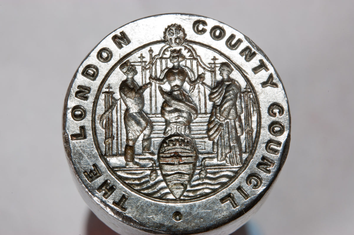 19thC Wood, Brass & Steel Desk Seal - The London County Council