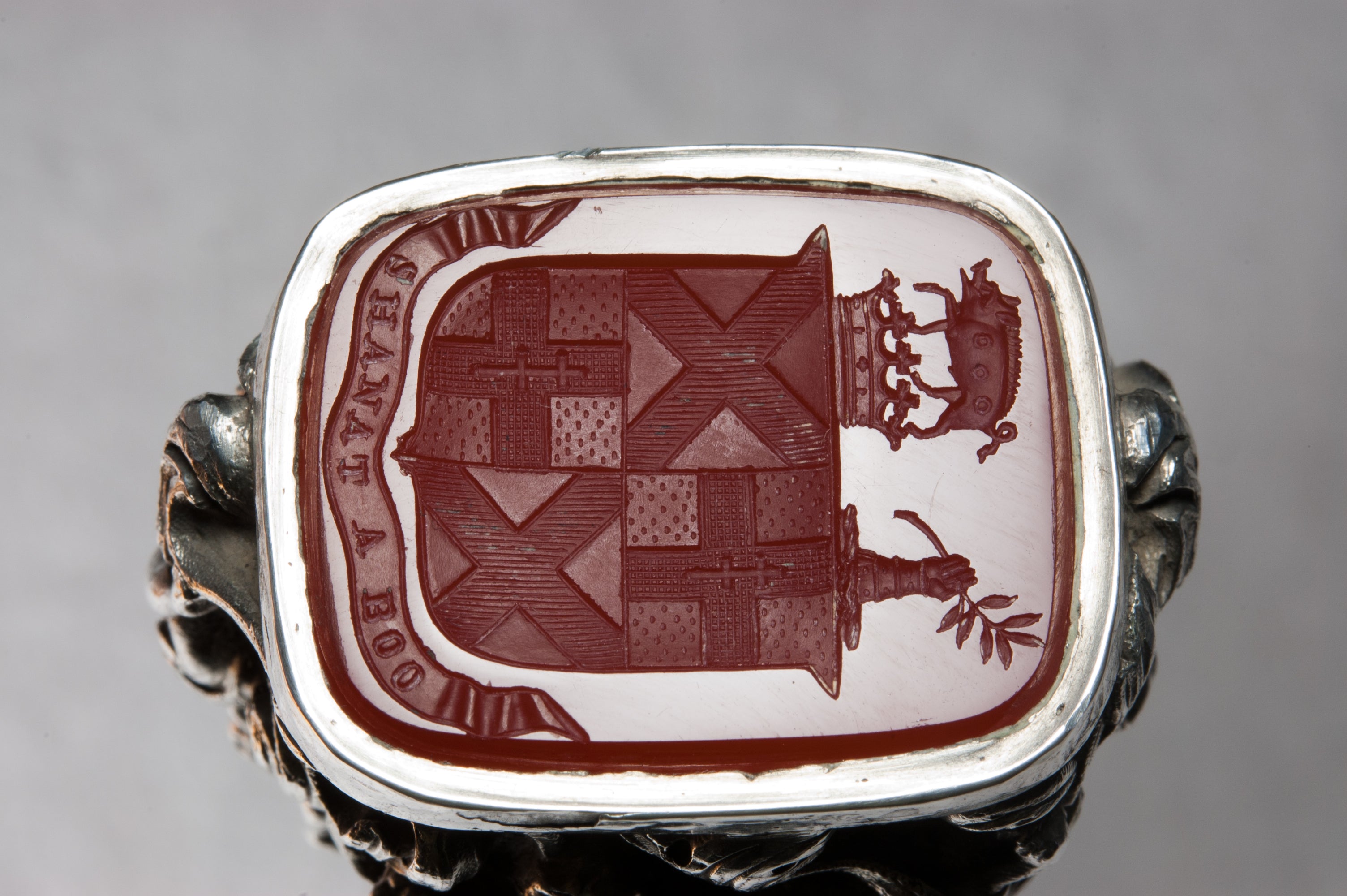 Detail of carnelian matrix armorial Fitzgerald wax seal