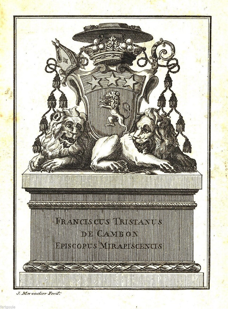 C1768 THE SEAL OF BISHOP DE CAMBON OF MIREPOIX, FRANCE