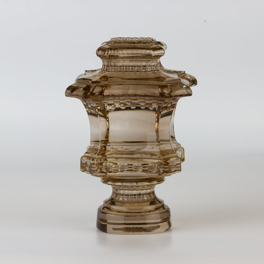 Tall smokey coloured glass French wax seal
