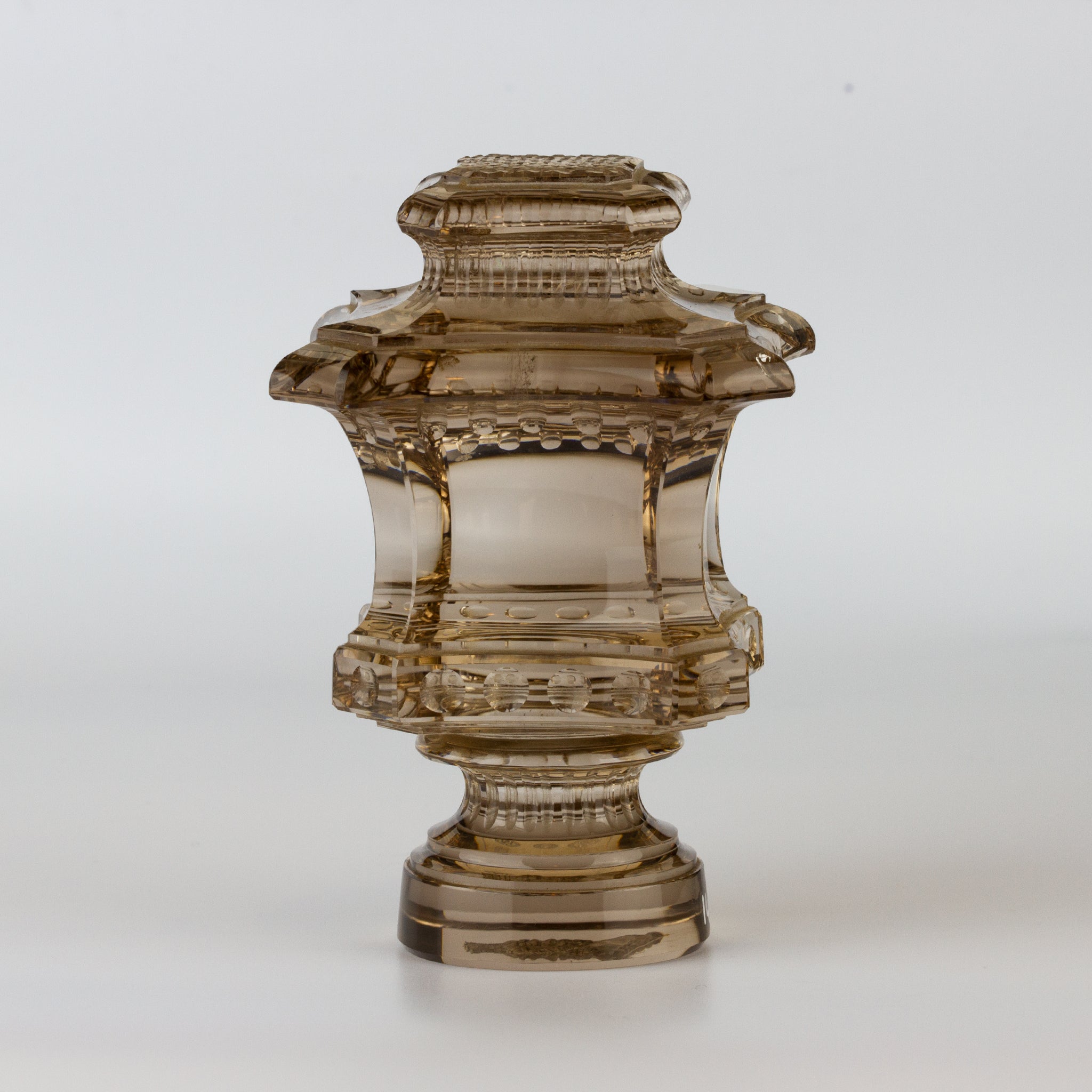 Tall smokey coloured glass French wax seal