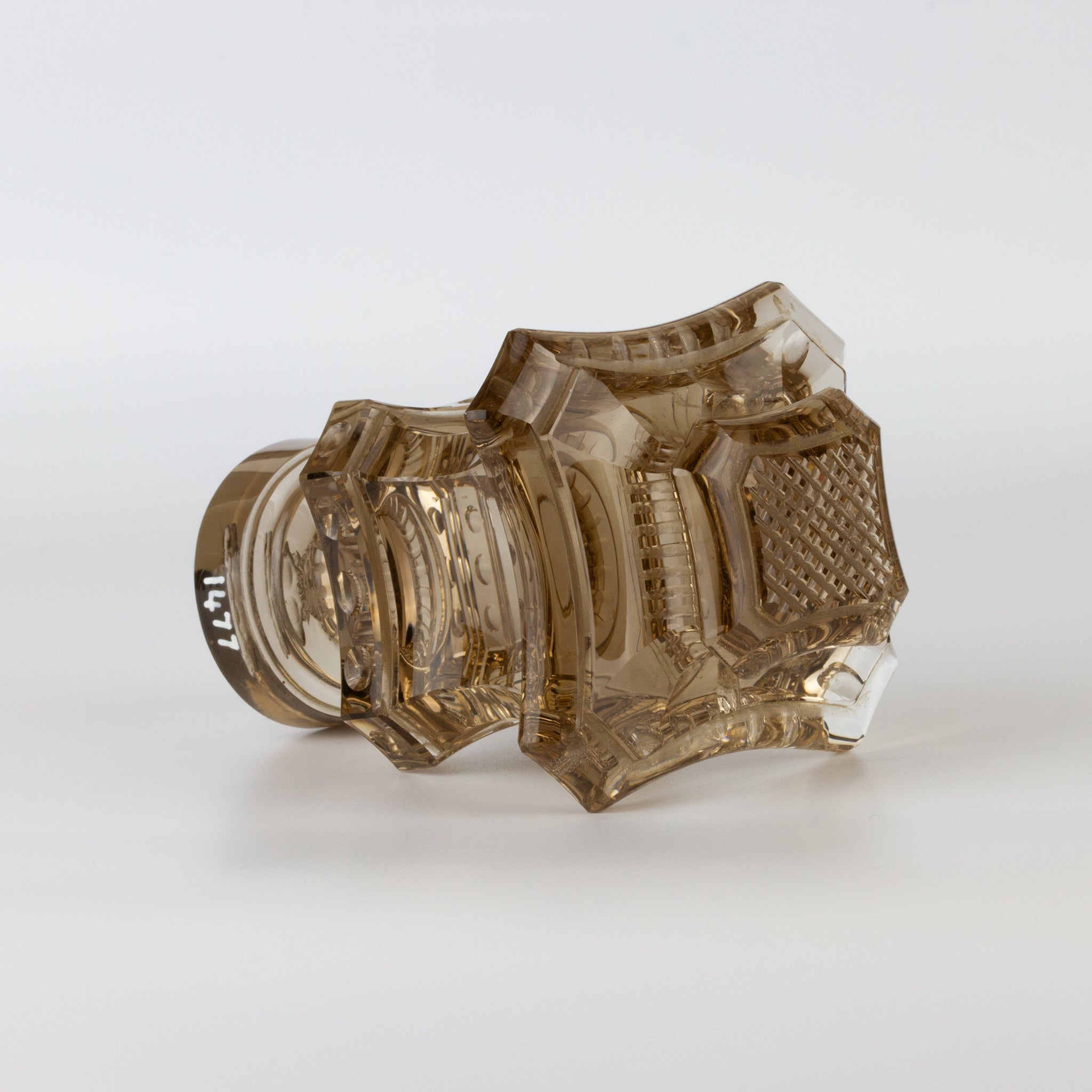 Antique smokey glass wax seal with hatched matrix on top