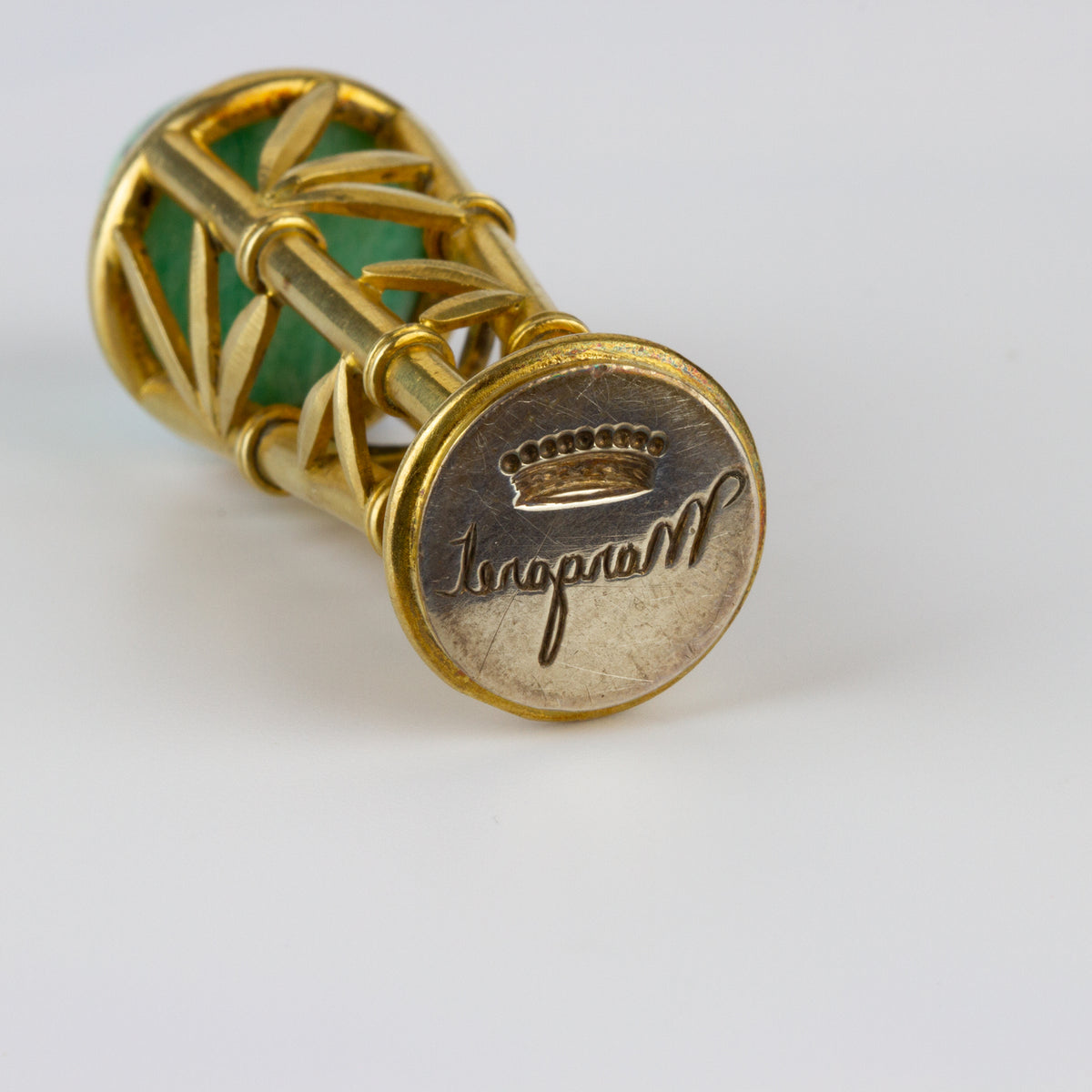 c1910 French Parcel-Gilt and Hardstone Personal Viscountess Wax Desk Seal
