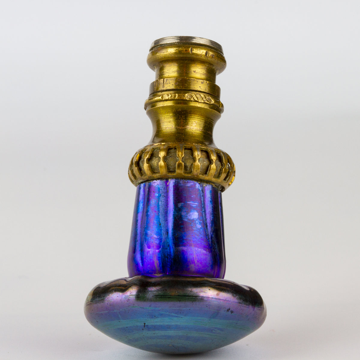 Glass, Yellow Metal and Steel Tiffany Favrile Desk Seal