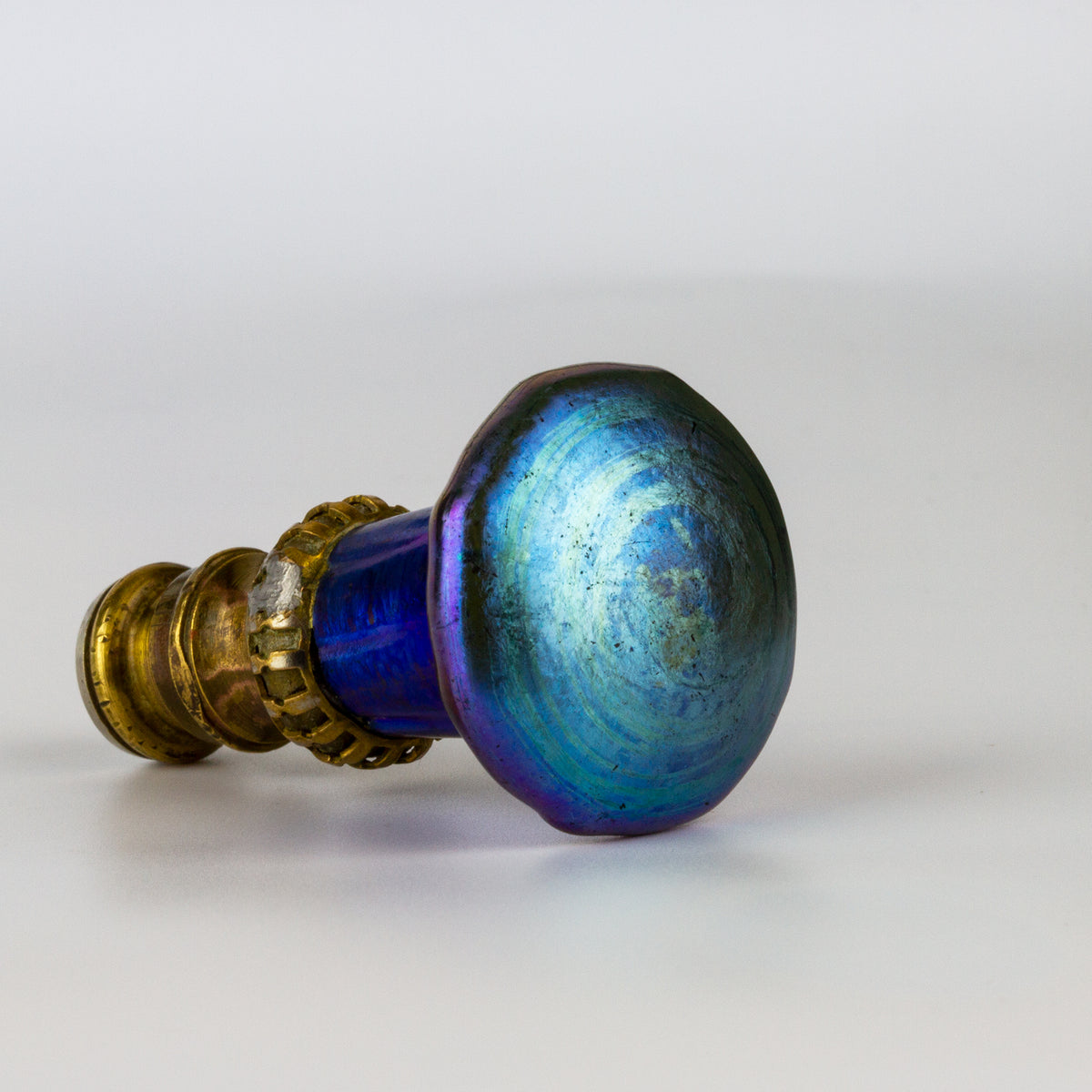 Glass, Yellow Metal and Steel Tiffany Favrile Desk Seal