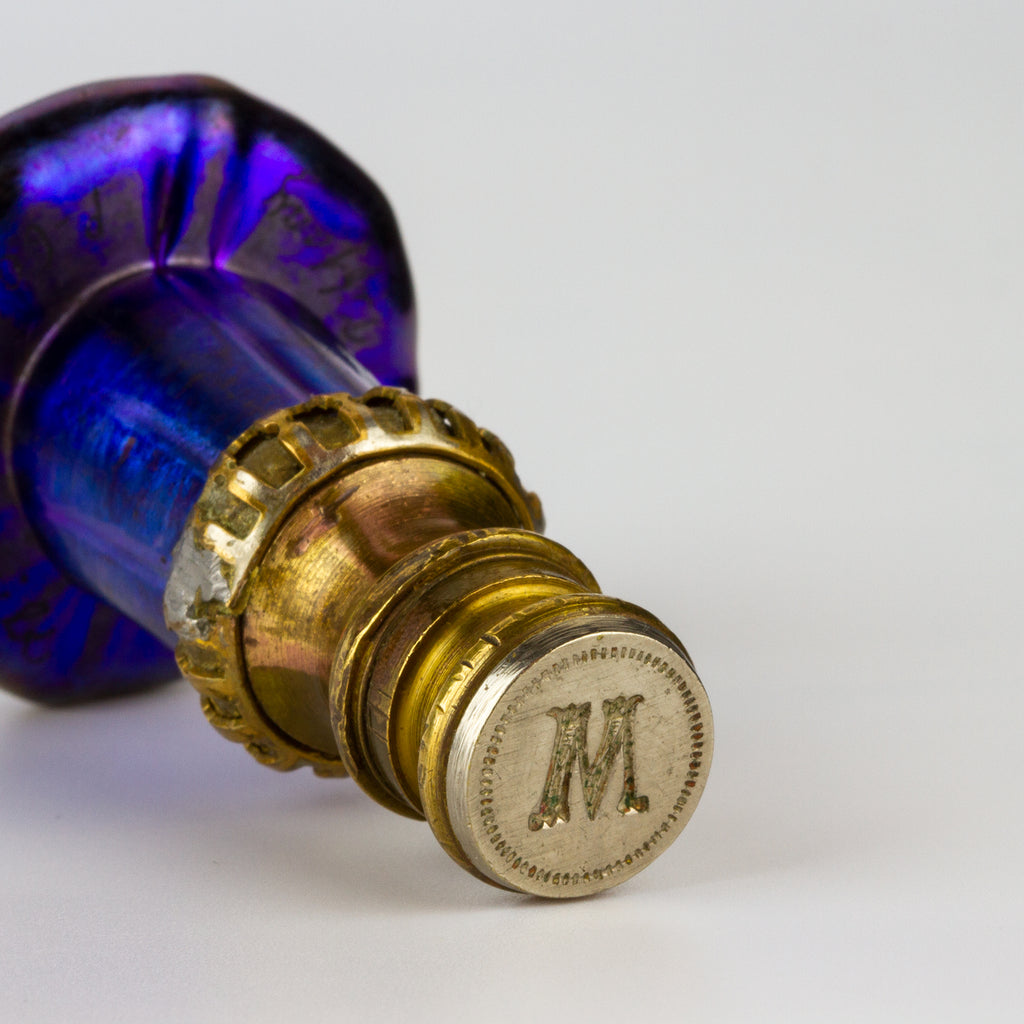 Glass, Yellow Metal and Steel Tiffany Favrile Desk Seal