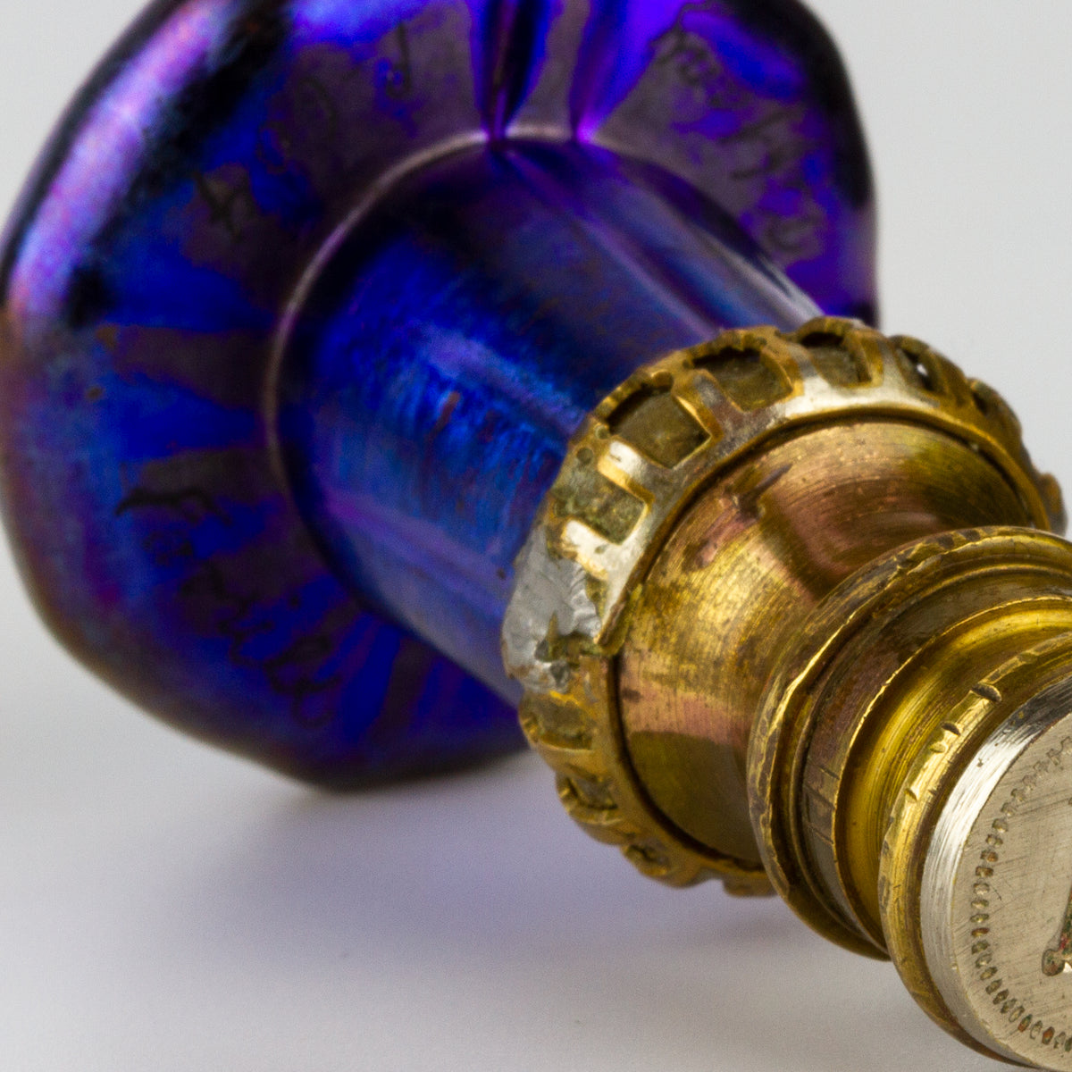 Glass, Yellow Metal and Steel Tiffany Favrile Desk Seal