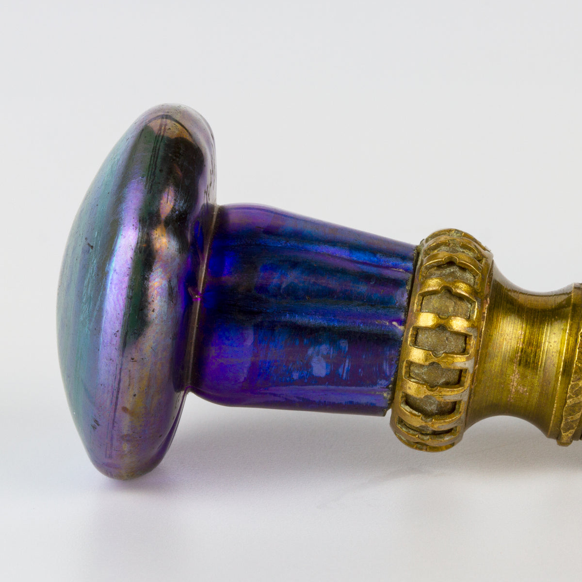 Glass, Yellow Metal and Steel Tiffany Favrile Desk Seal