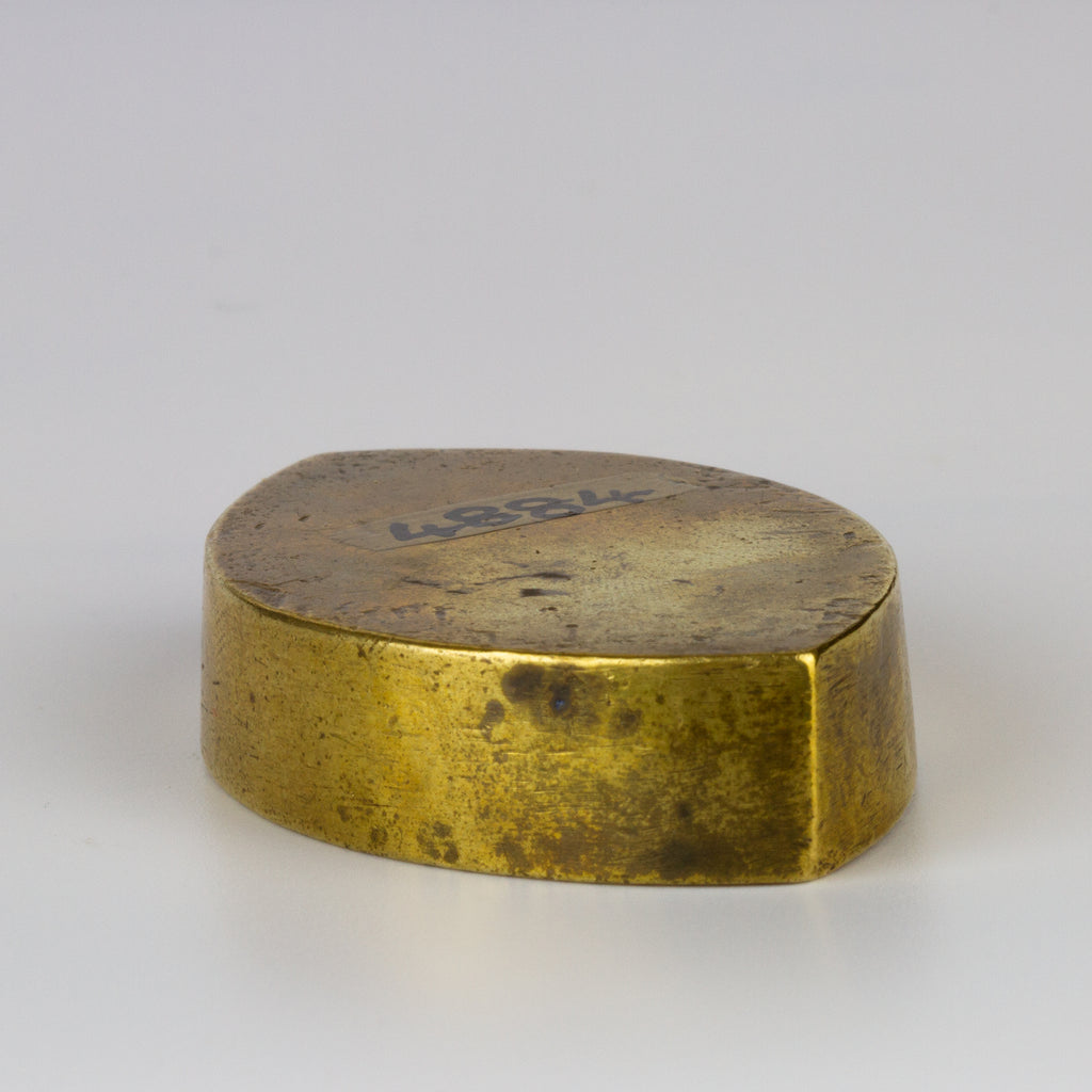 Side view of brass 18th century religious wax seal