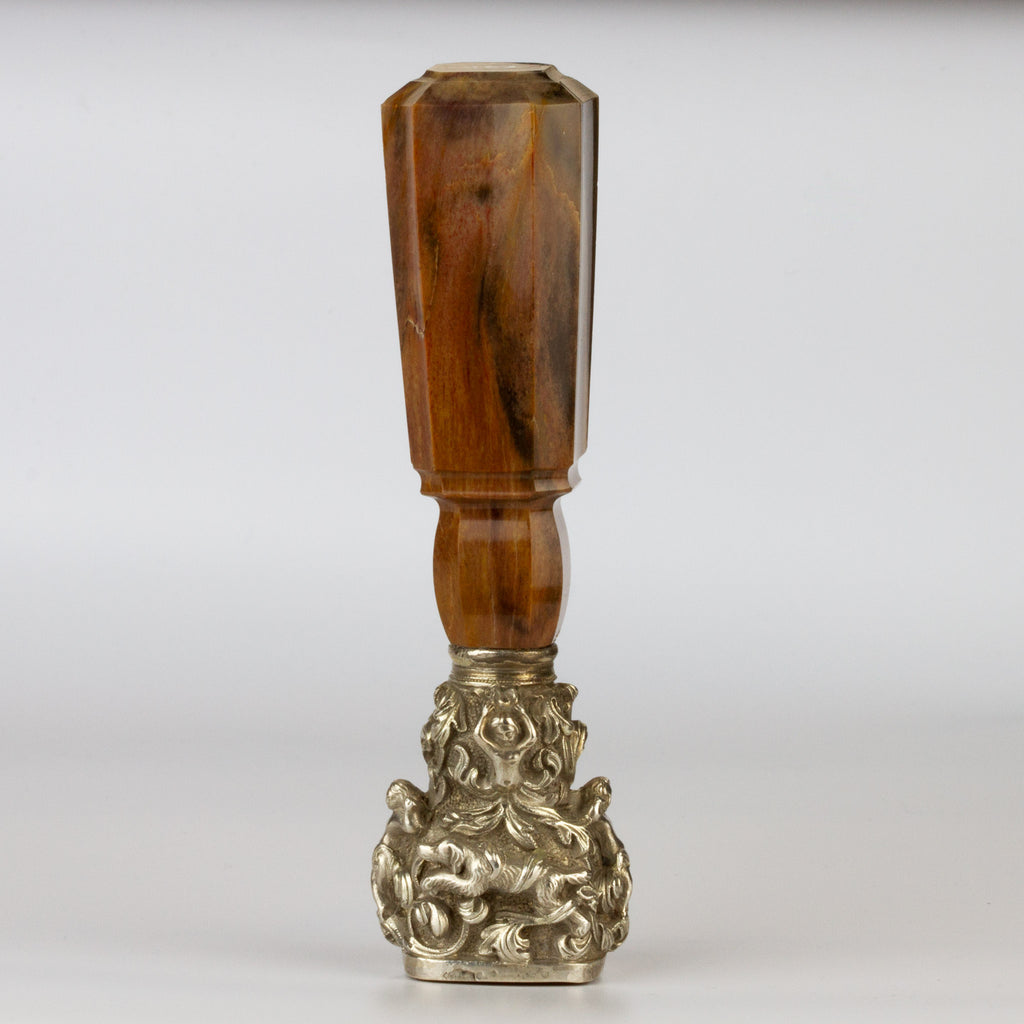 Agate and silver armorial desk wax seal