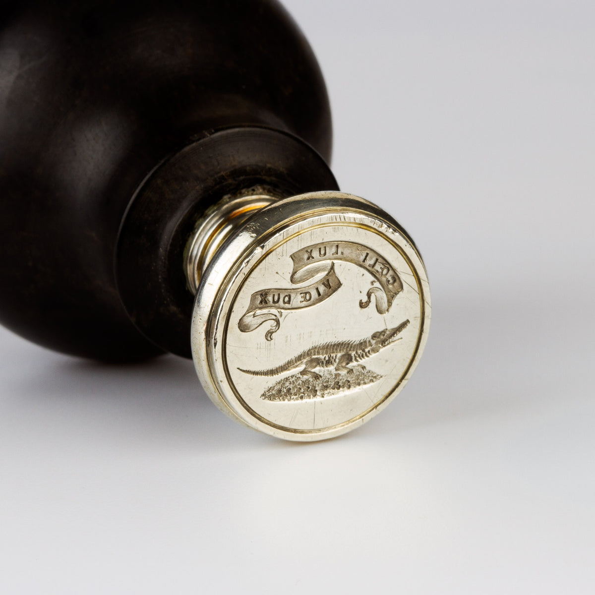 Ebony and Silver Crocodile Crest Desk Seal