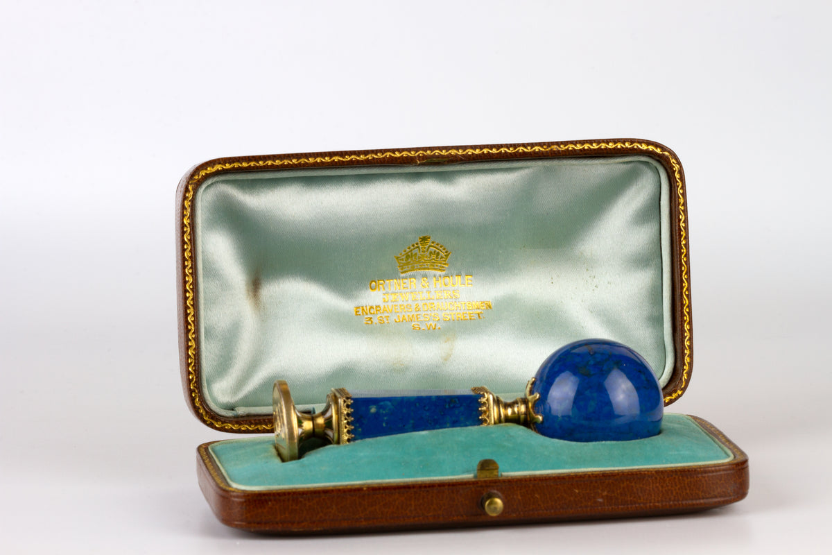 Lapis Lazui, Gilt and Enamel Personal Desk Seal