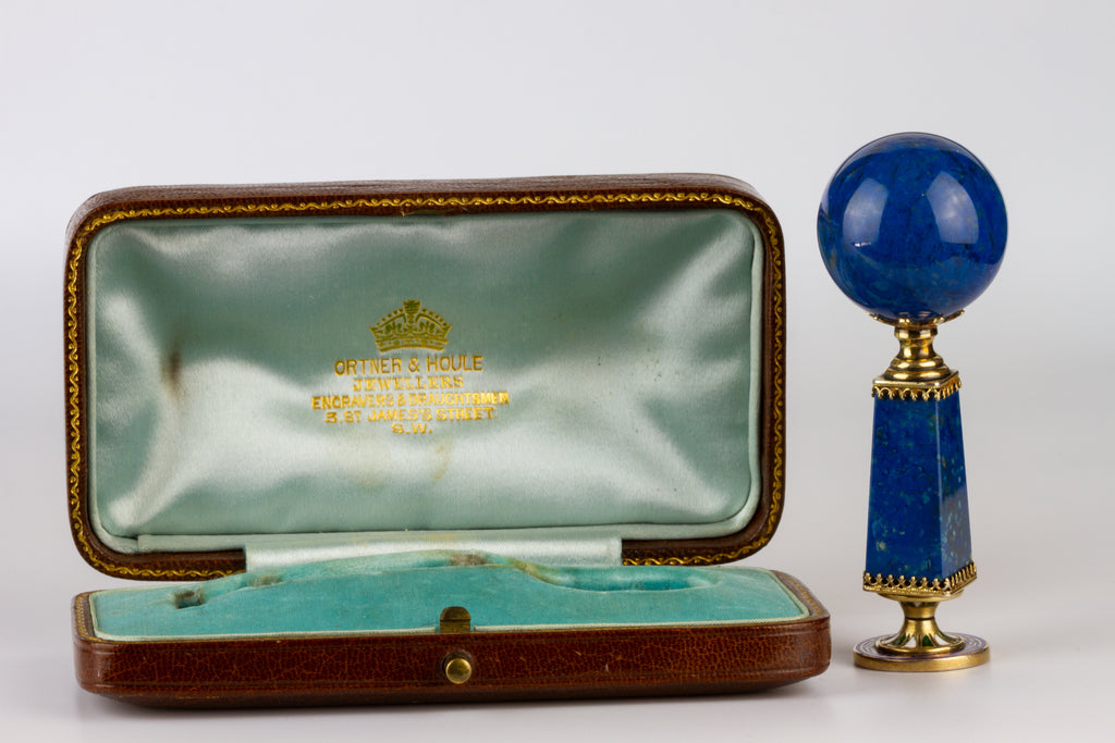 Lapis Lazui, Gilt and Enamel Personal Desk Seal