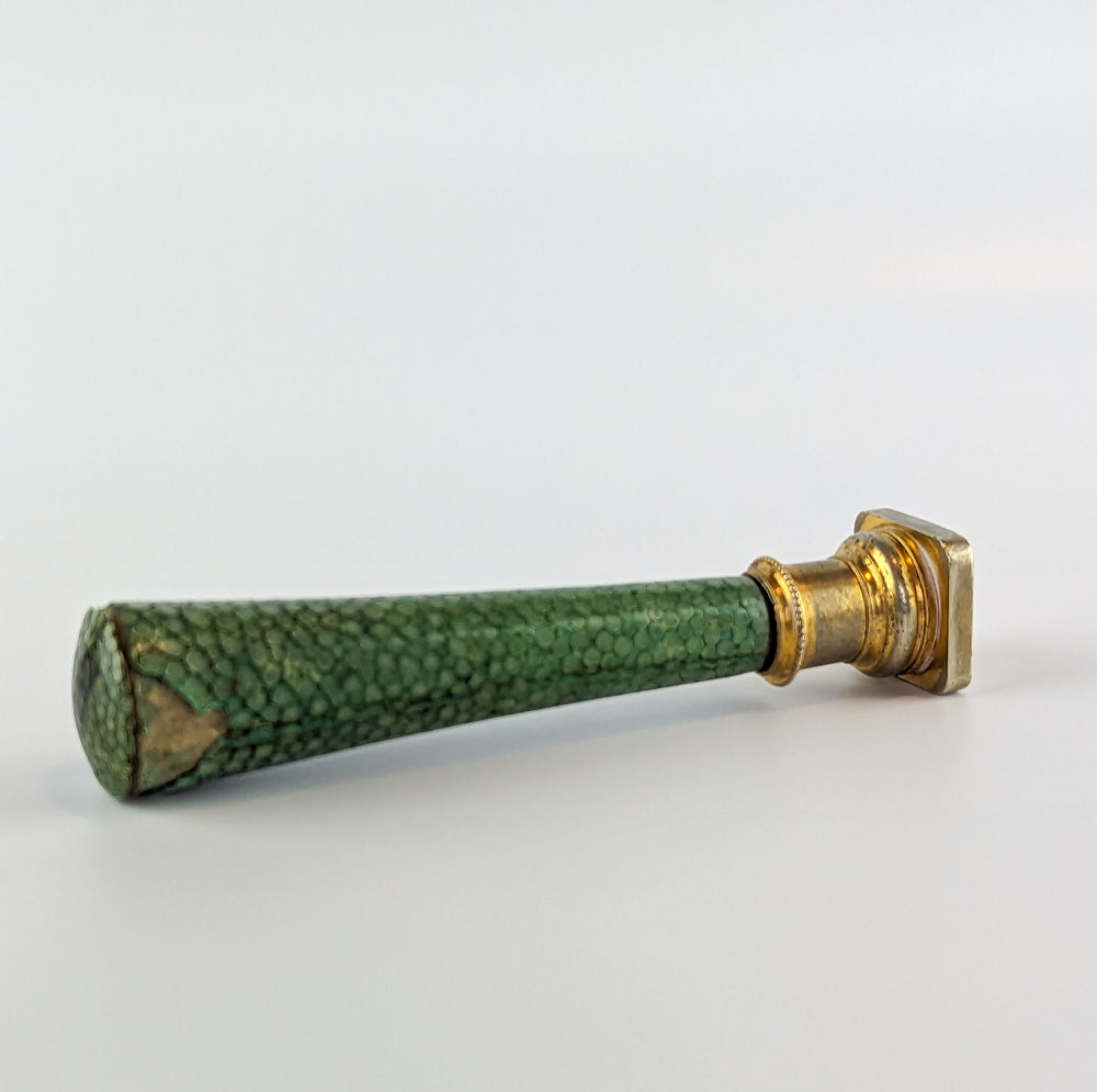 French 19th Century Silver and Green Shagreen Desk Seal - Rollant Dolo Family