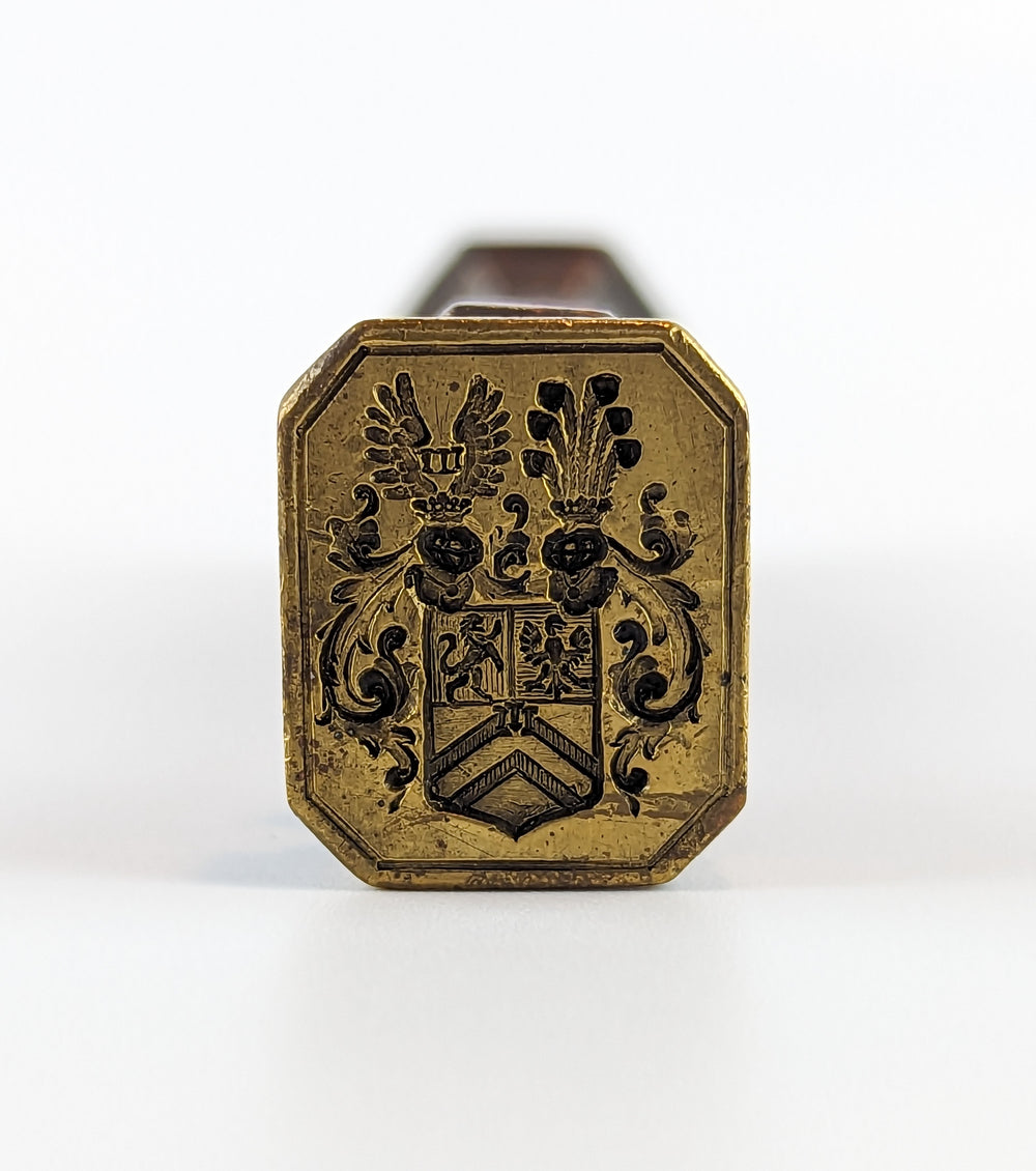 Unusual 19thC Austro-Hungarian Brass Armorial Desk Seal